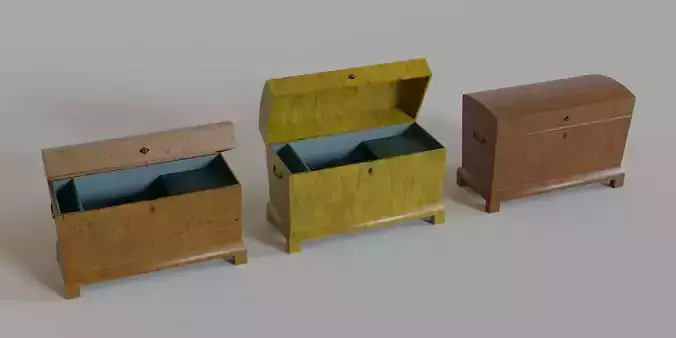 19th Century Chest Biedermeier Style for Blender Low-poly 3D model