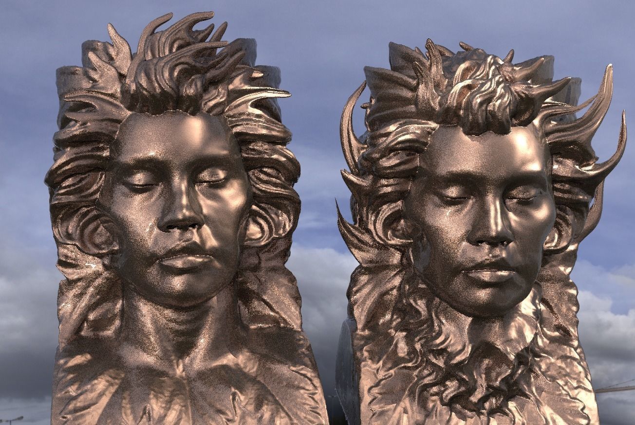 Angel Bust Art Sculpture 3 versions  3D model_1