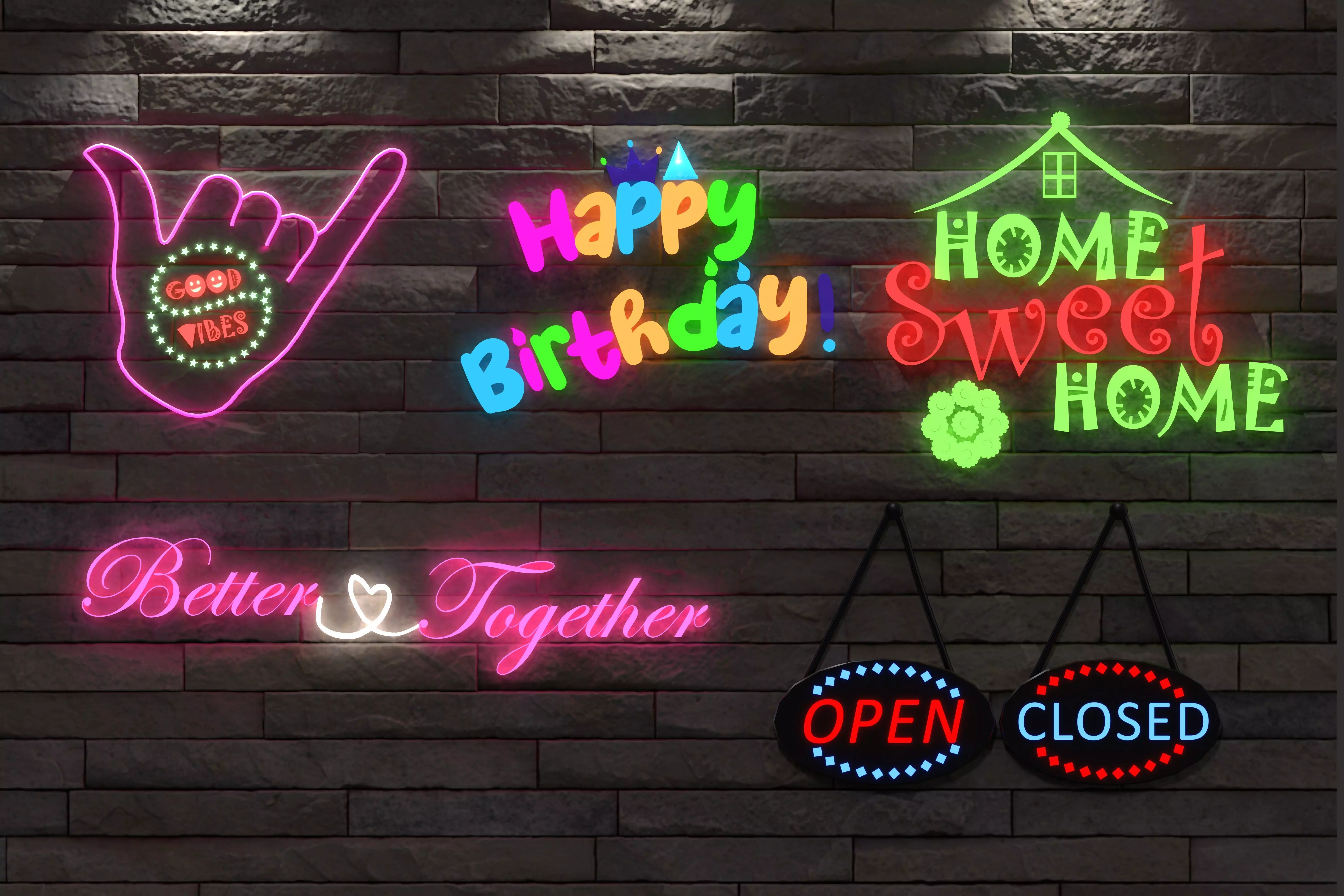 Neon lights Low-poly 3D model_0