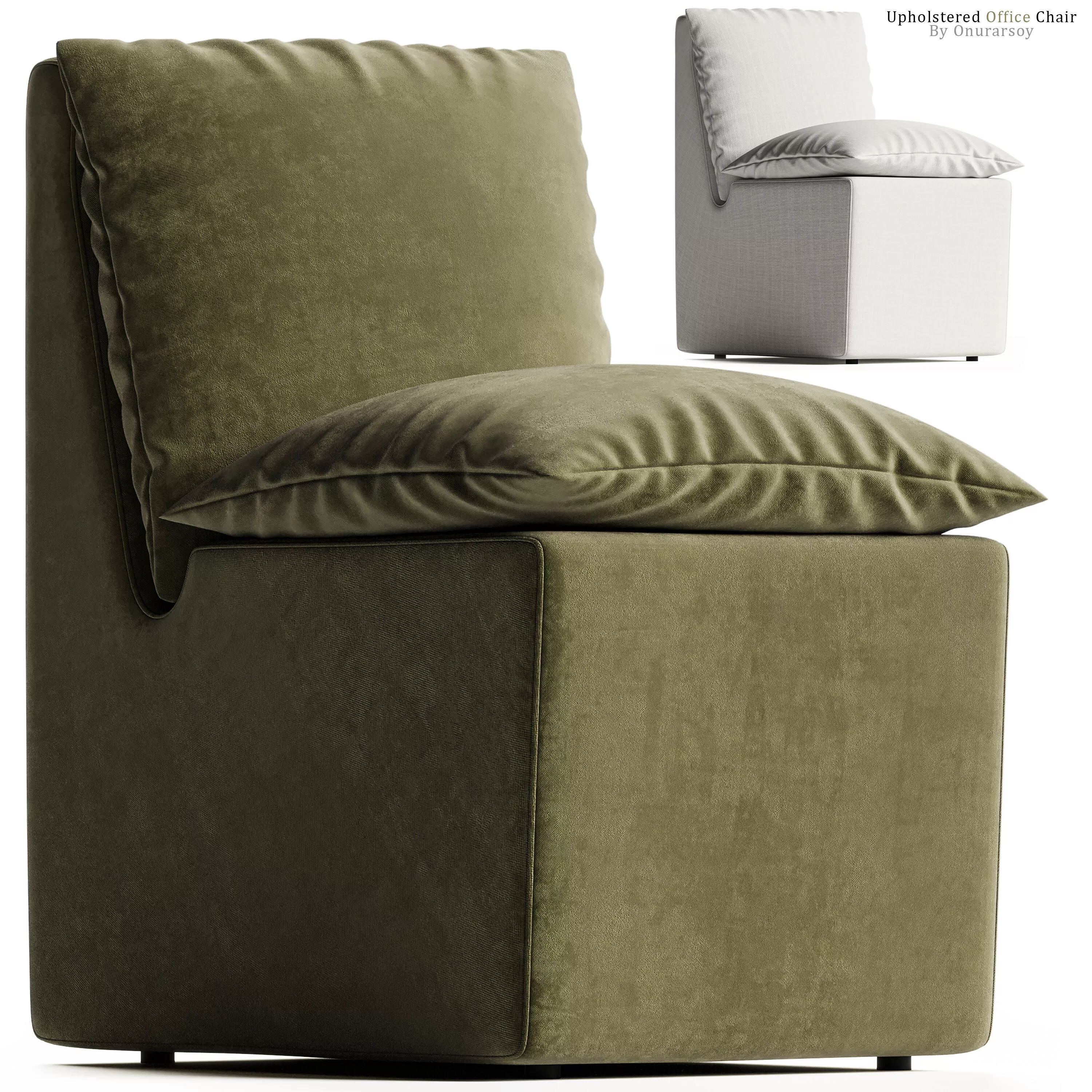 Patty Upholstered Office Chair Green White 3D model