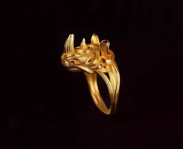 Art nouveau Boho Rhinoceros Ring - Wildlife animal ring 