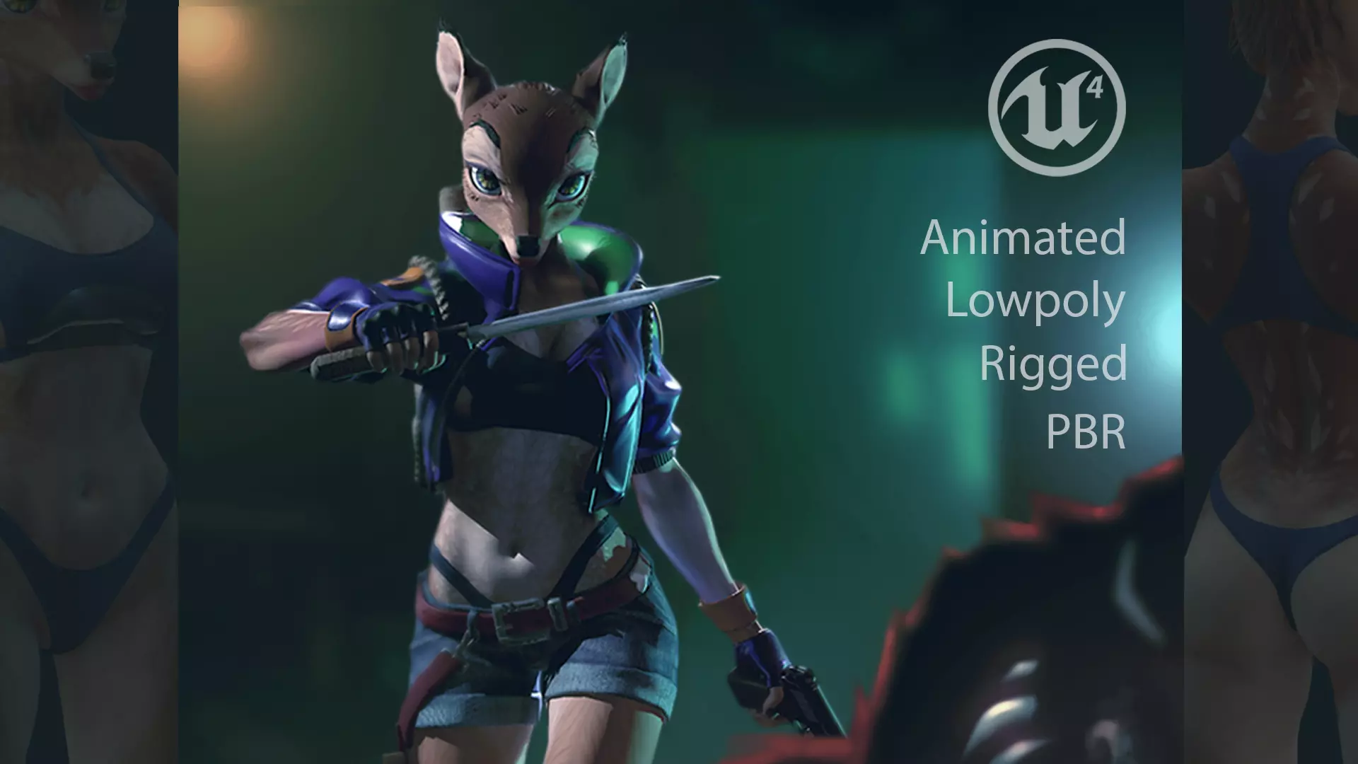 Deer girl Low-poly 3D model_0