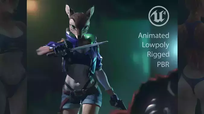 Deer girl Low-poly 3D model