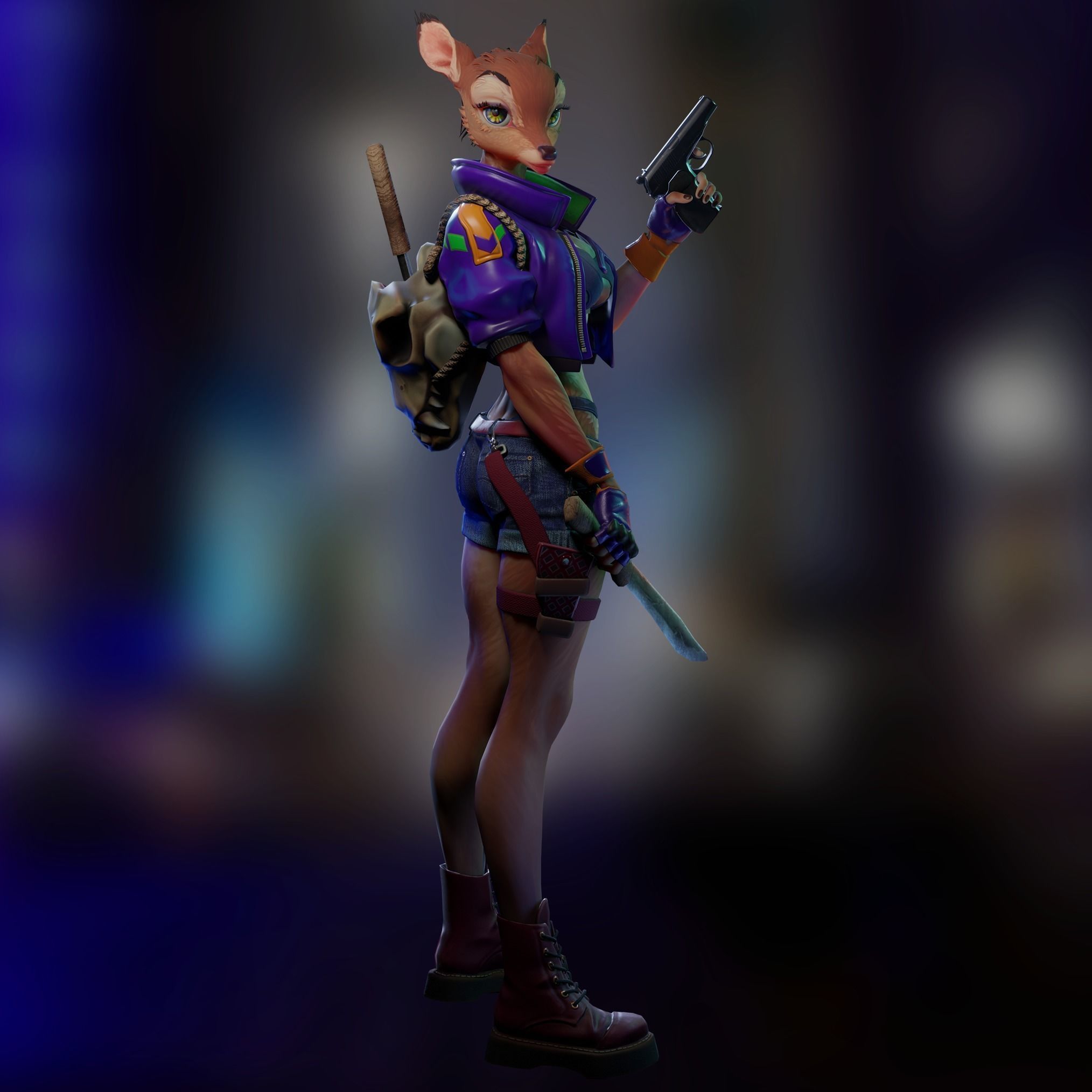 Deer girl Low-poly 3D model_8