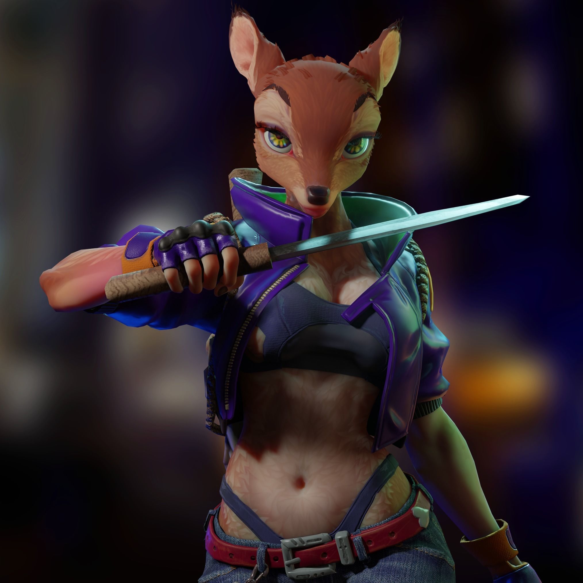 Deer girl Low-poly 3D model_5