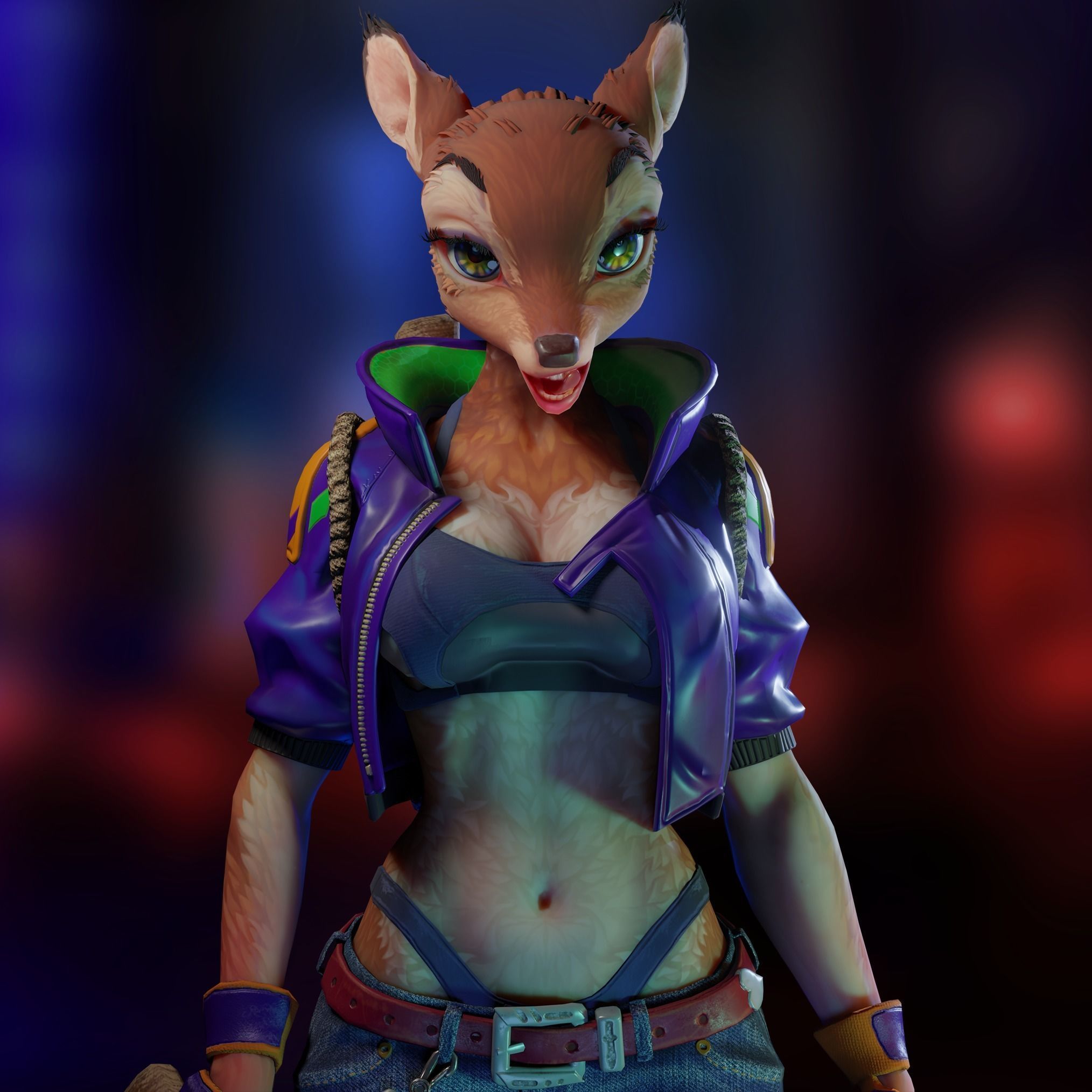 Deer girl Low-poly 3D model_7