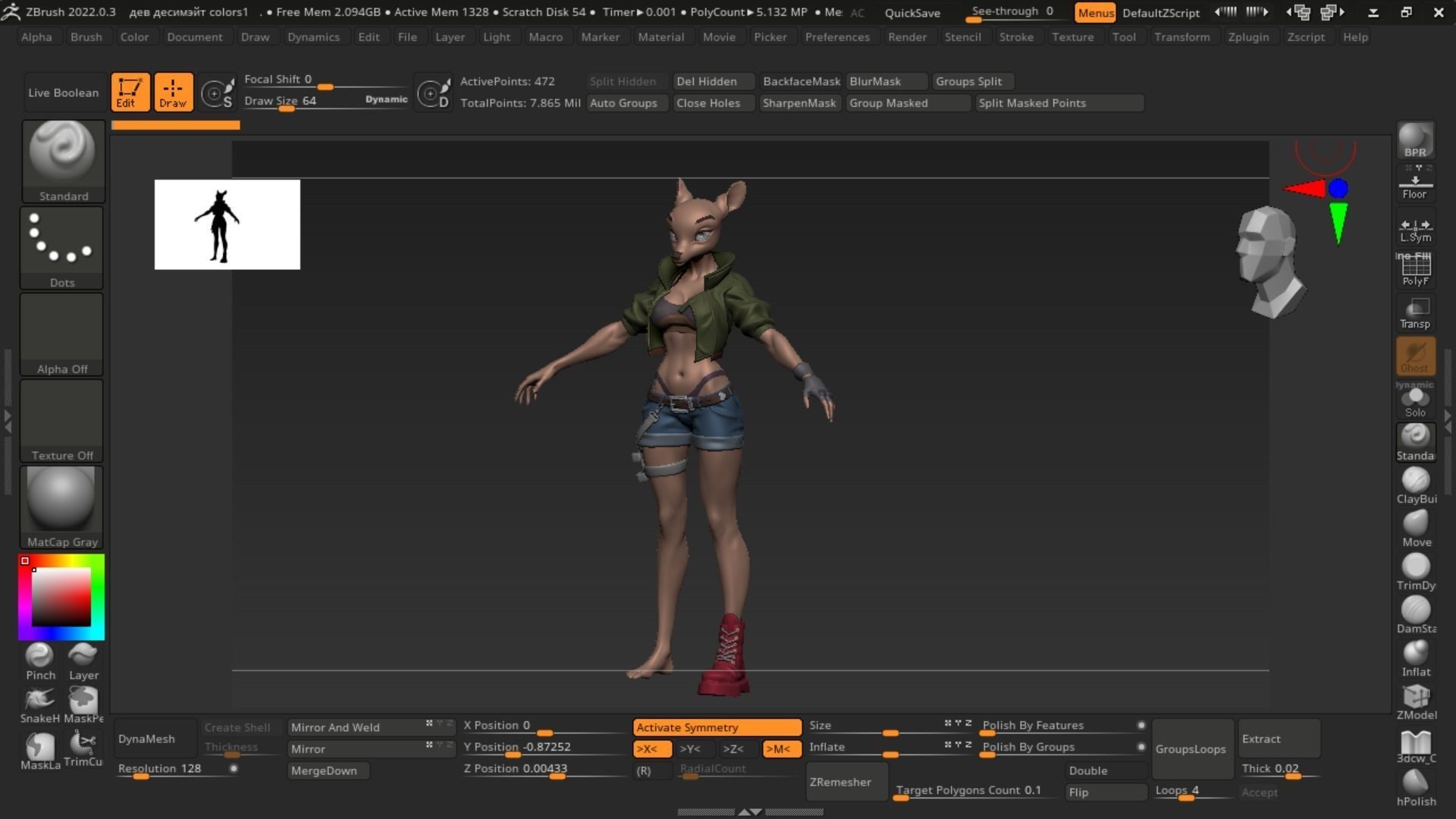 Deer girl Low-poly 3D model_15