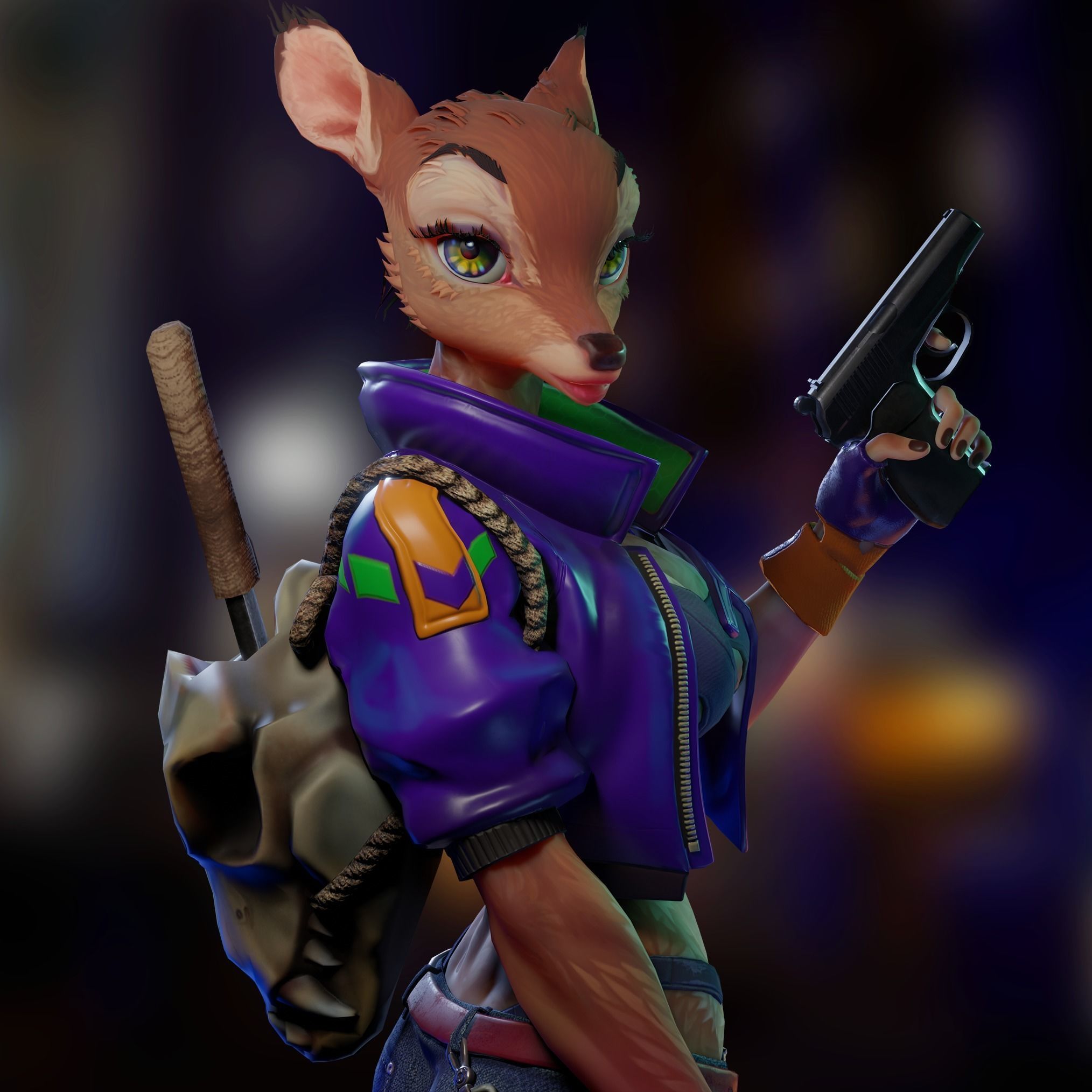 Deer girl Low-poly 3D model_4