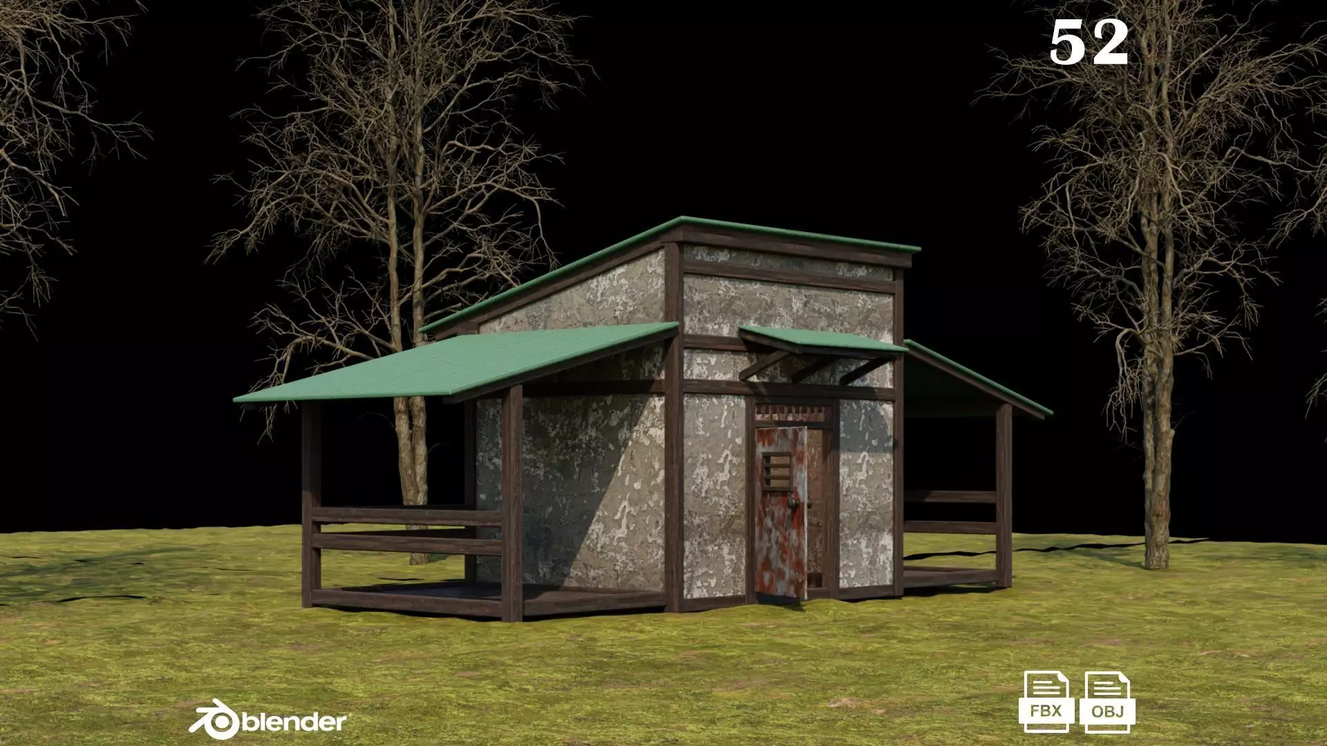 Medieval Houses 52- 4K Textures Game Ready Low-poly 3D model_0