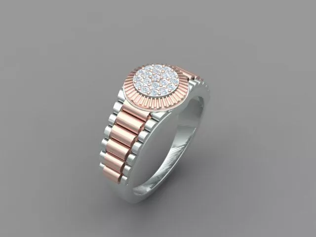 Diamond Men Rolex Ring Watch strap Ring size 17mm 3D print model