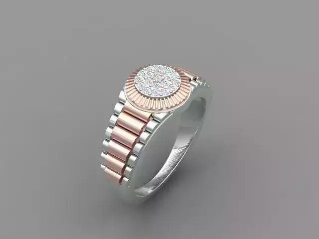 Diamond Men Ring with Watch strap Ring size 17mm 3D print model