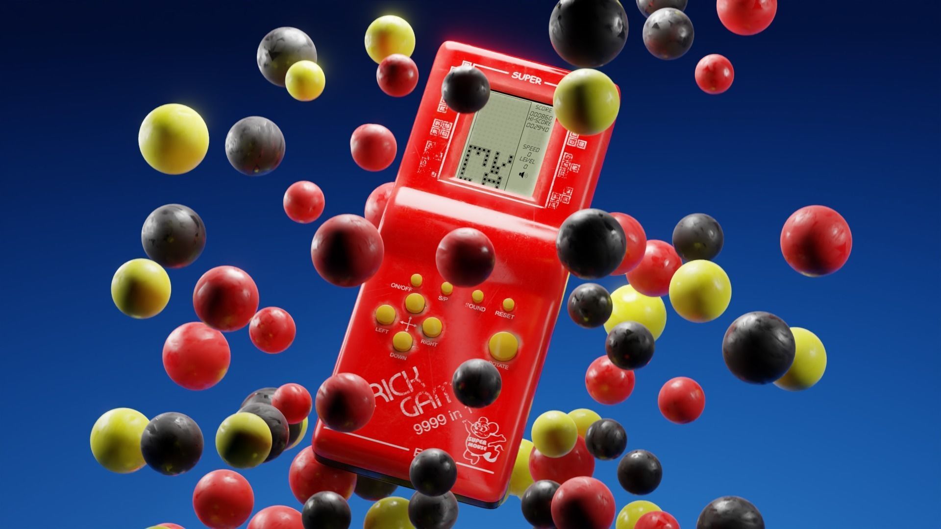 Brick Game 9999 in 1 Low-poly 3D model_2