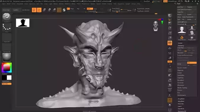 3D Creature demon head 3D print model