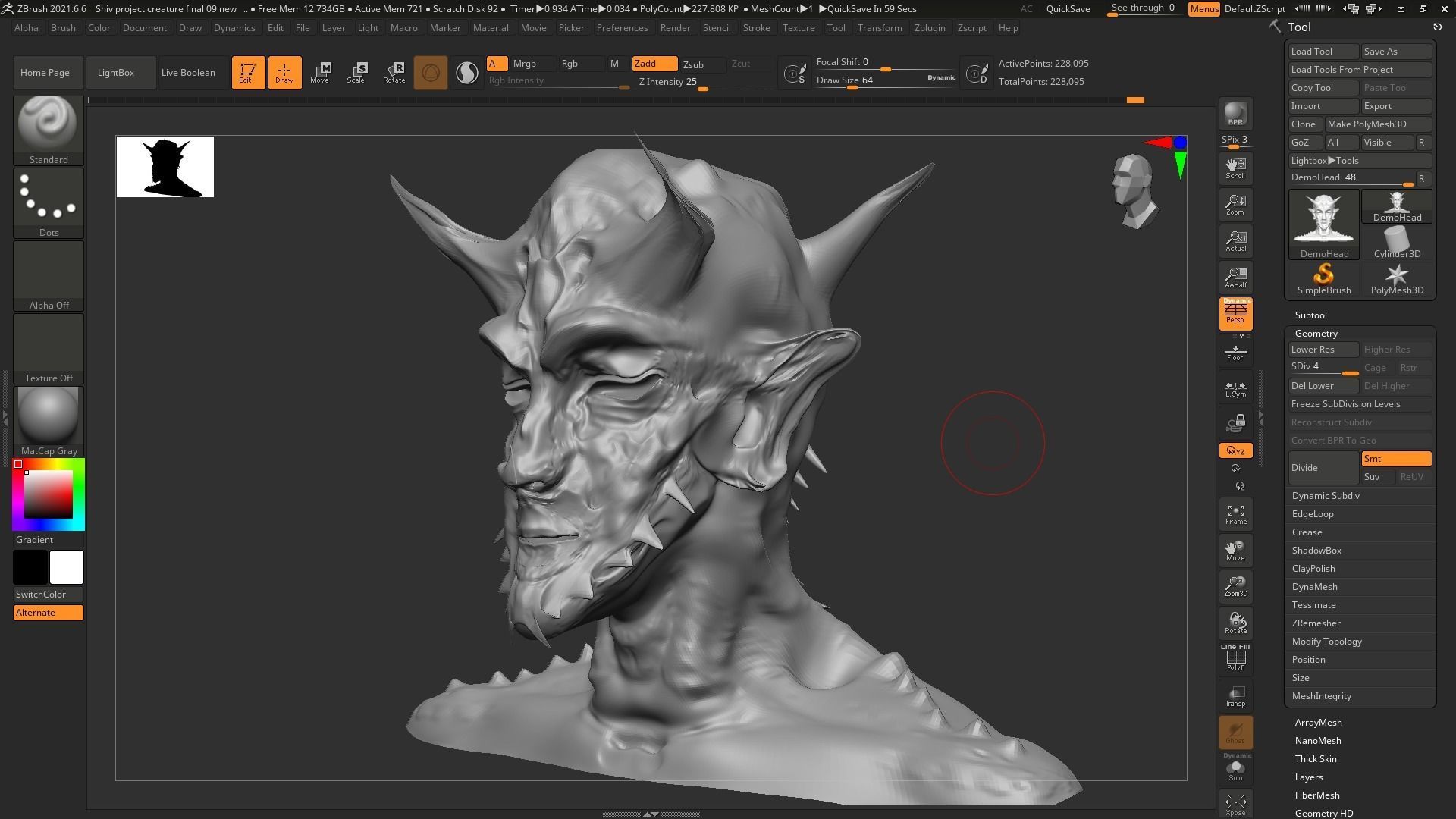3D Creature demon head 3D print model_3
