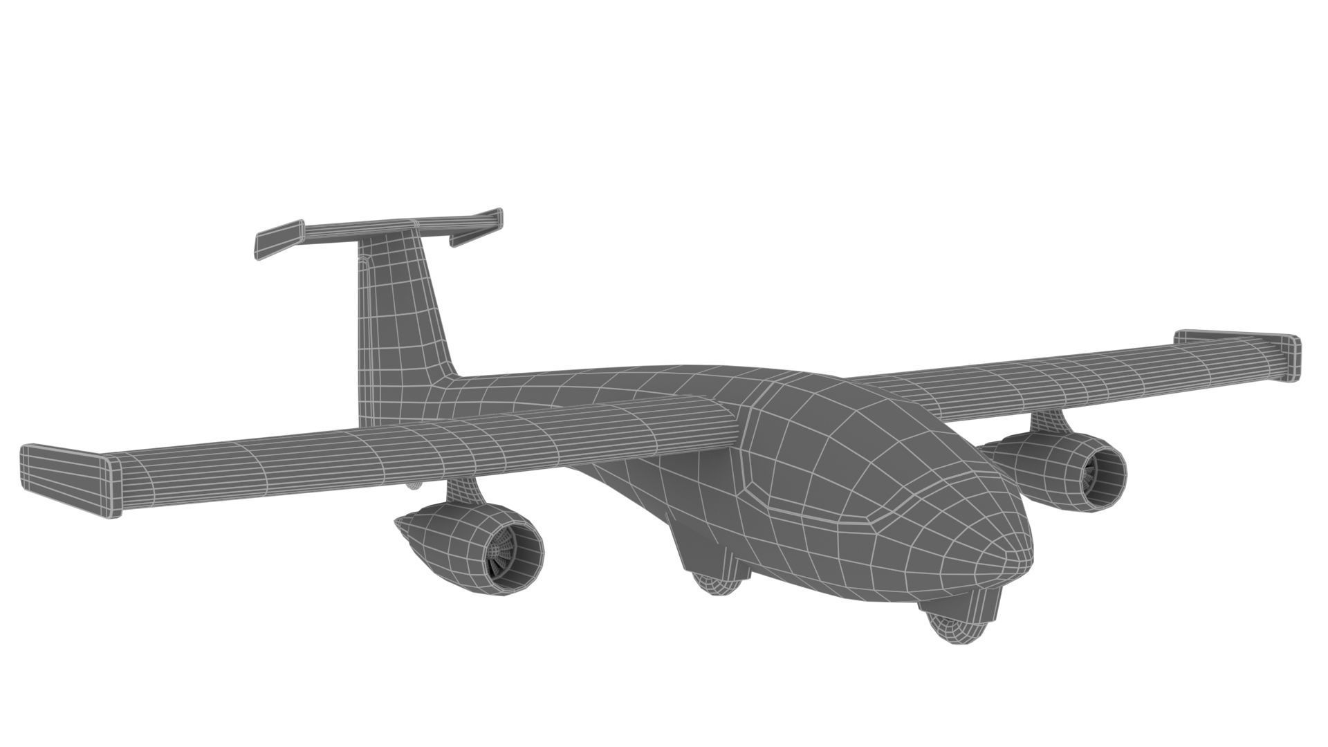 Cartoon airplane 1 Low-poly 3D model_12