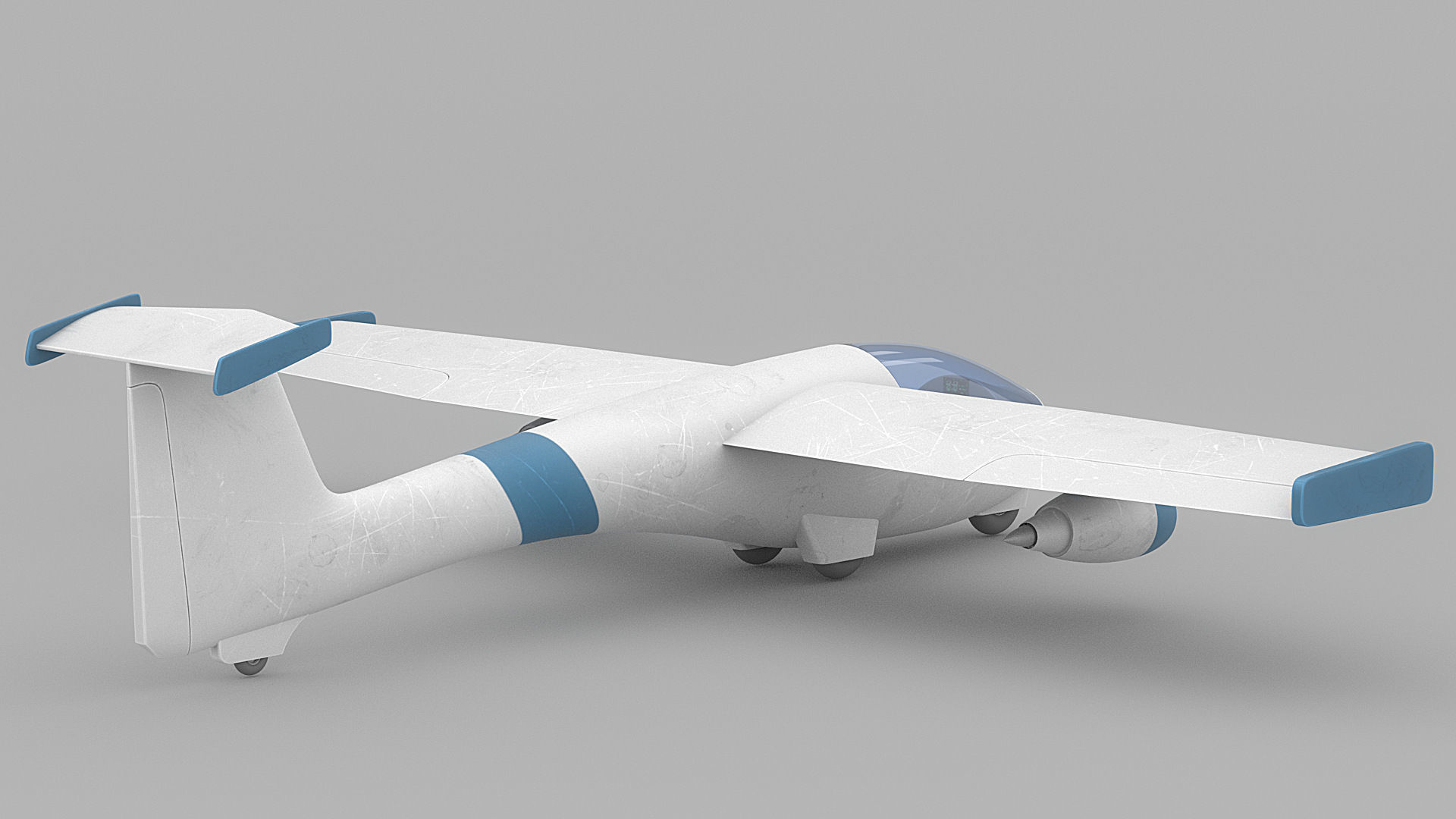Cartoon airplane 1 Low-poly 3D model_4