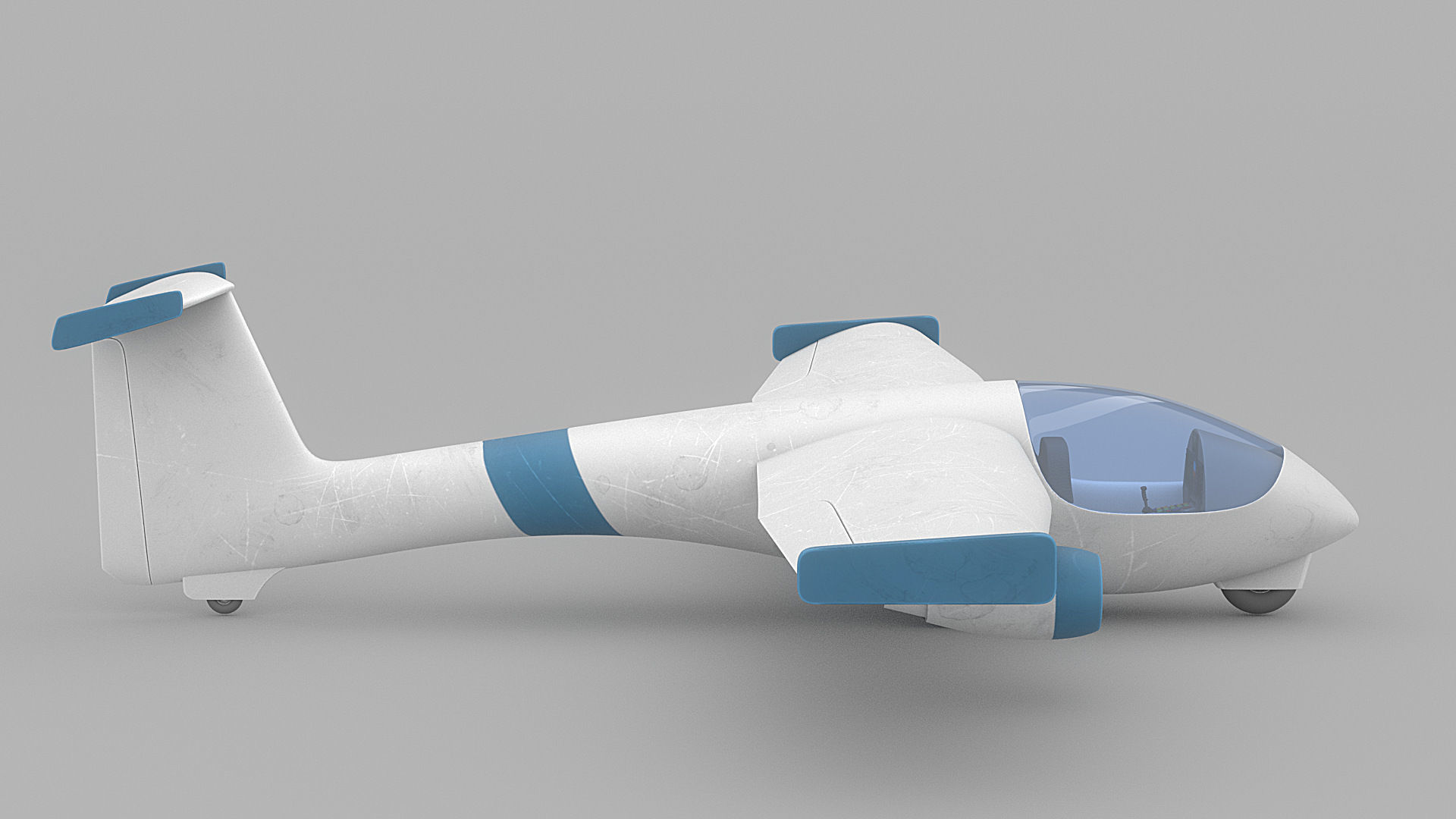 Cartoon airplane 1 Low-poly 3D model_5
