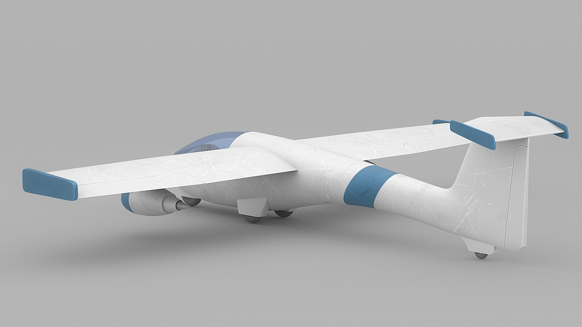 Cartoon airplane 1 Low-poly 3D model_3