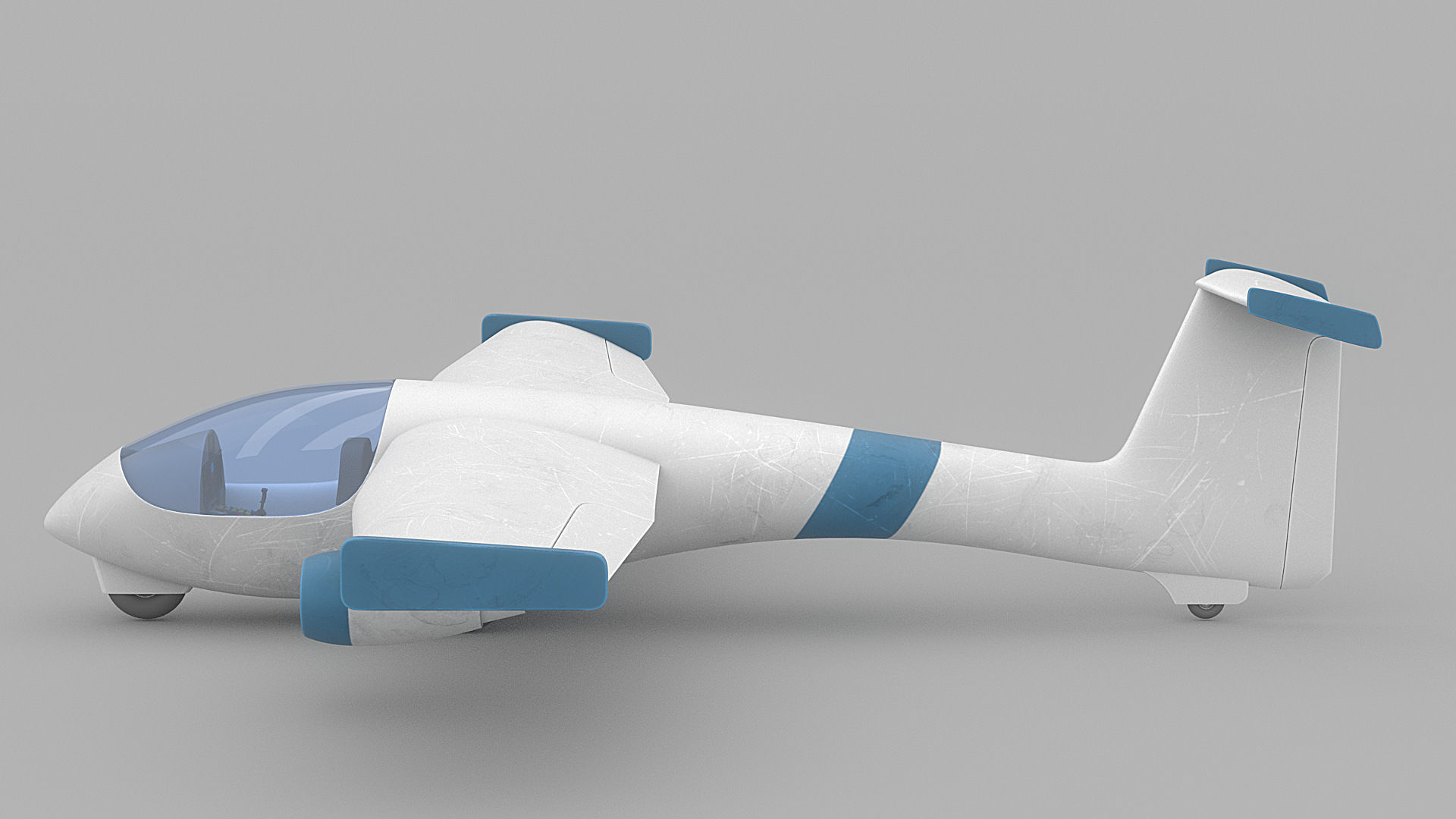 Cartoon airplane 1 Low-poly 3D model_2