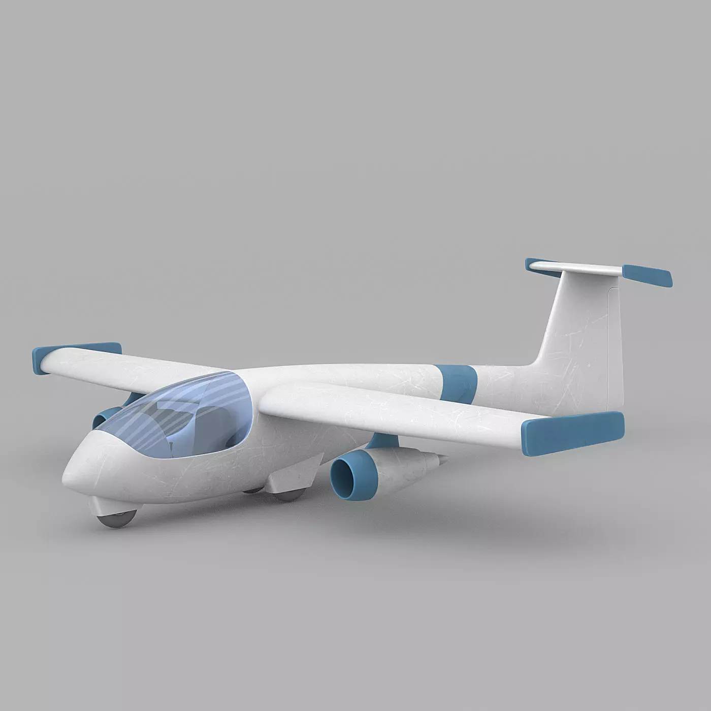 Cartoon airplane 1 Low-poly 3D model_0