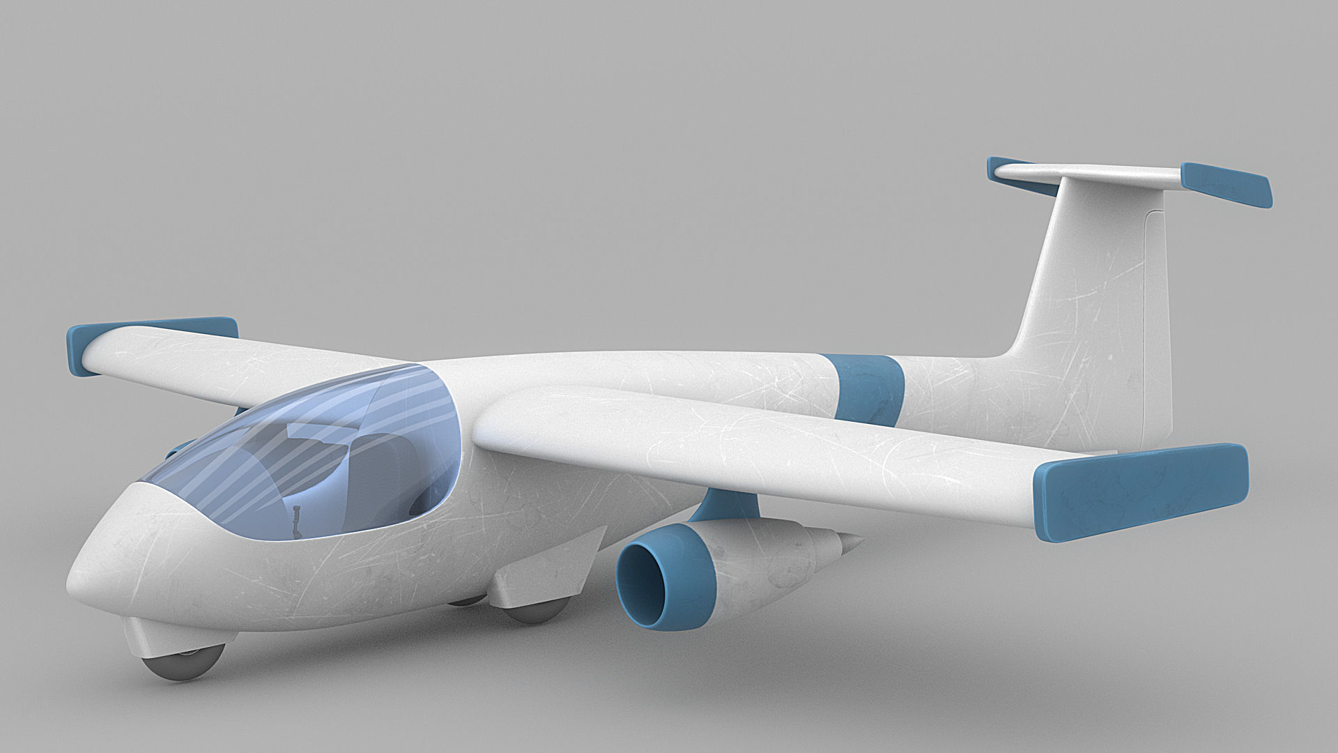 Cartoon airplane 1 Low-poly 3D model_1