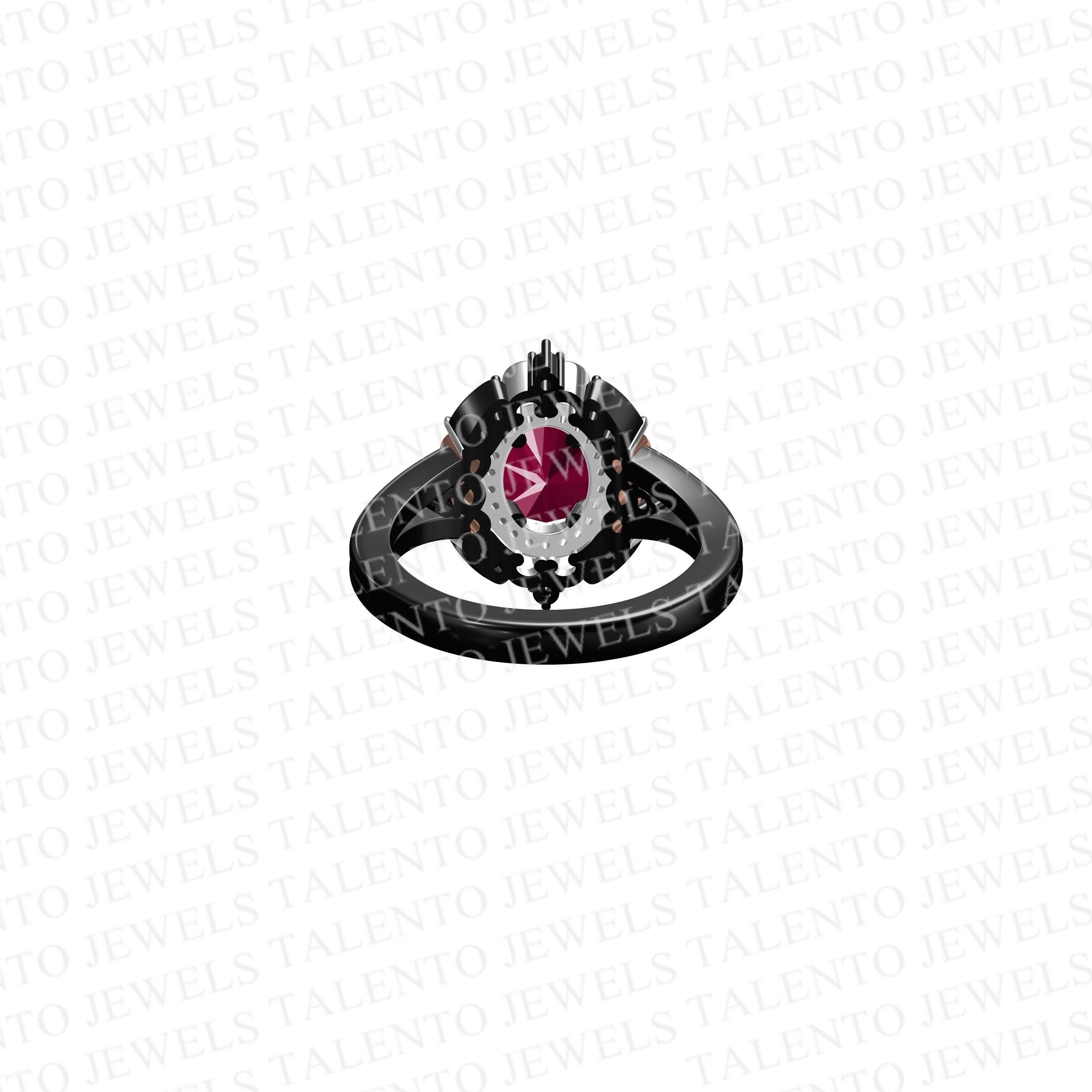 Enchanted Disney Oval Diamond Ring 3D print model_5