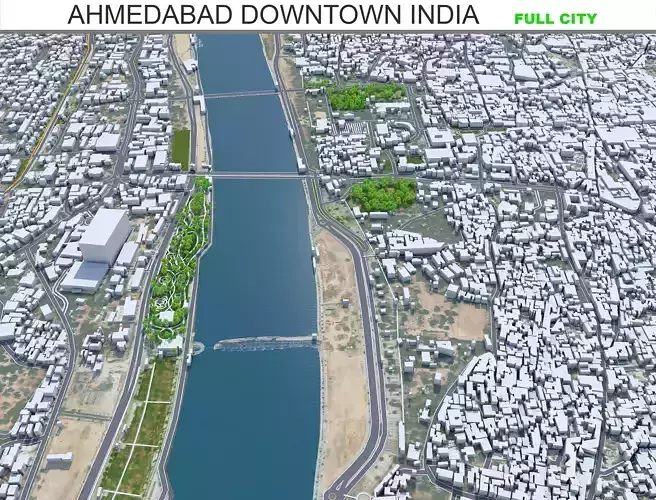 Ahmedabad Downtown Gujarat India Low-poly 3D model