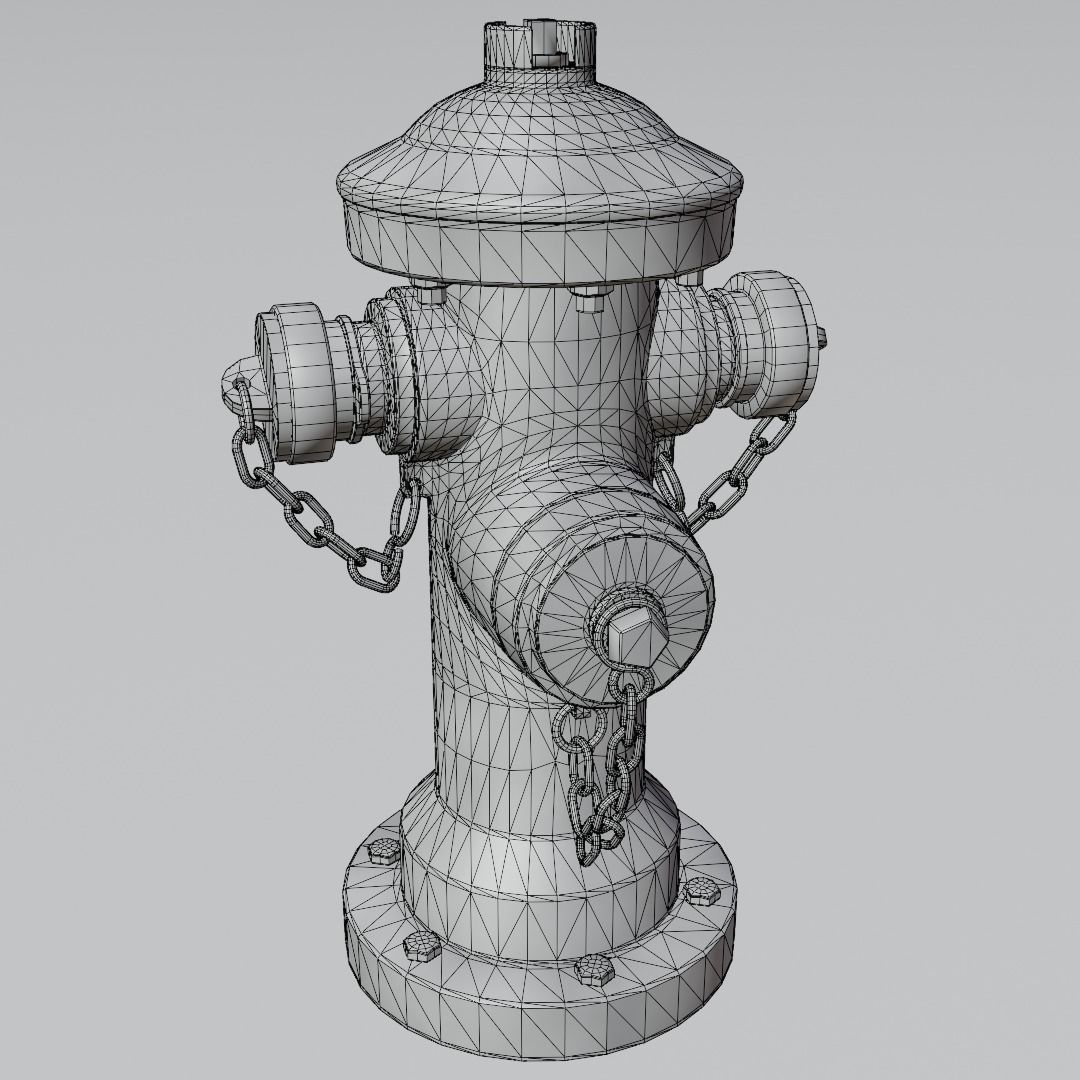 Aged Hydrant Low-poly 3D model_3