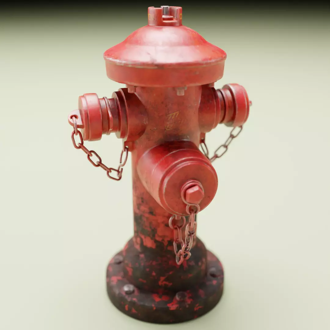 Aged Hydrant Low-poly 3D model_0