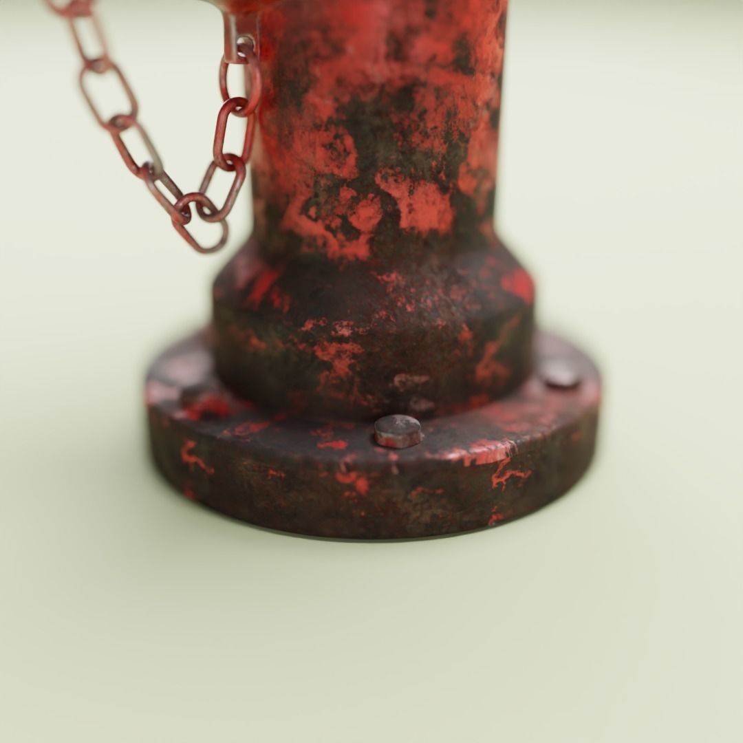 Aged Hydrant Low-poly 3D model_1