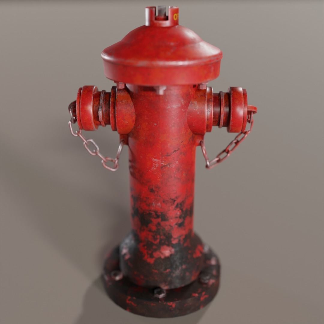 Aged Hydrant Low-poly 3D model_4
