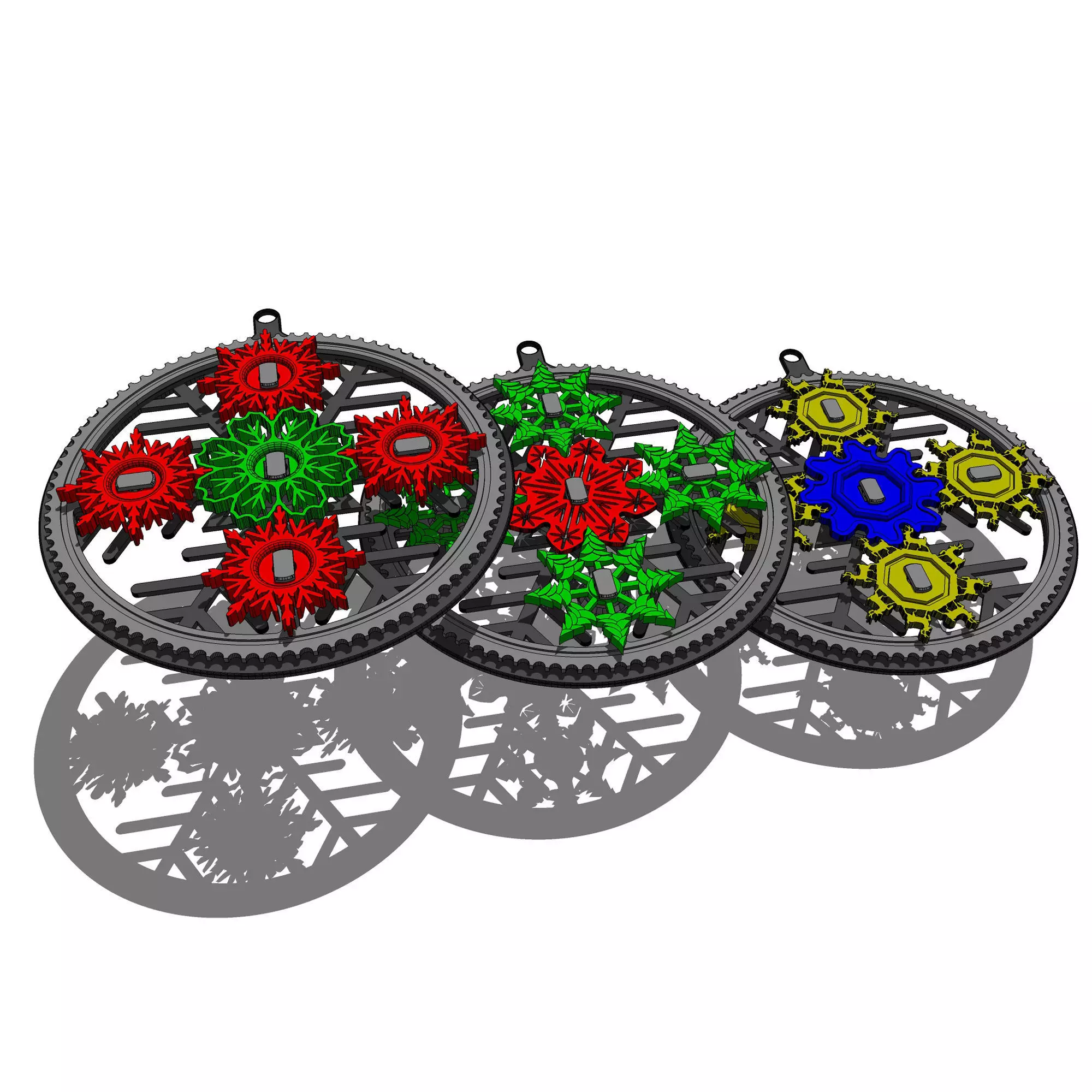 UNUSUAL NON-CIRCULAR PLANETARY GEARS - CHRISTMAS 3 PACK 3D print model_0