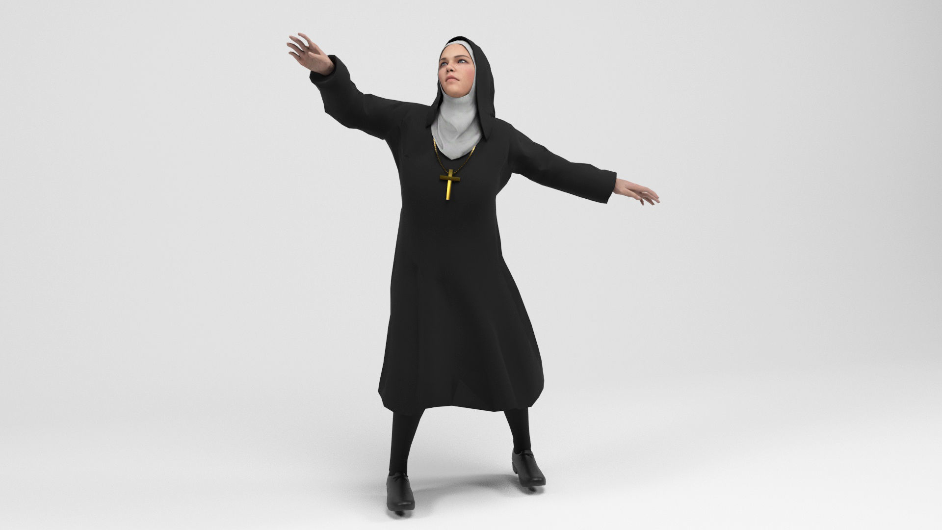 Nun 1 Low-poly 3D model_7
