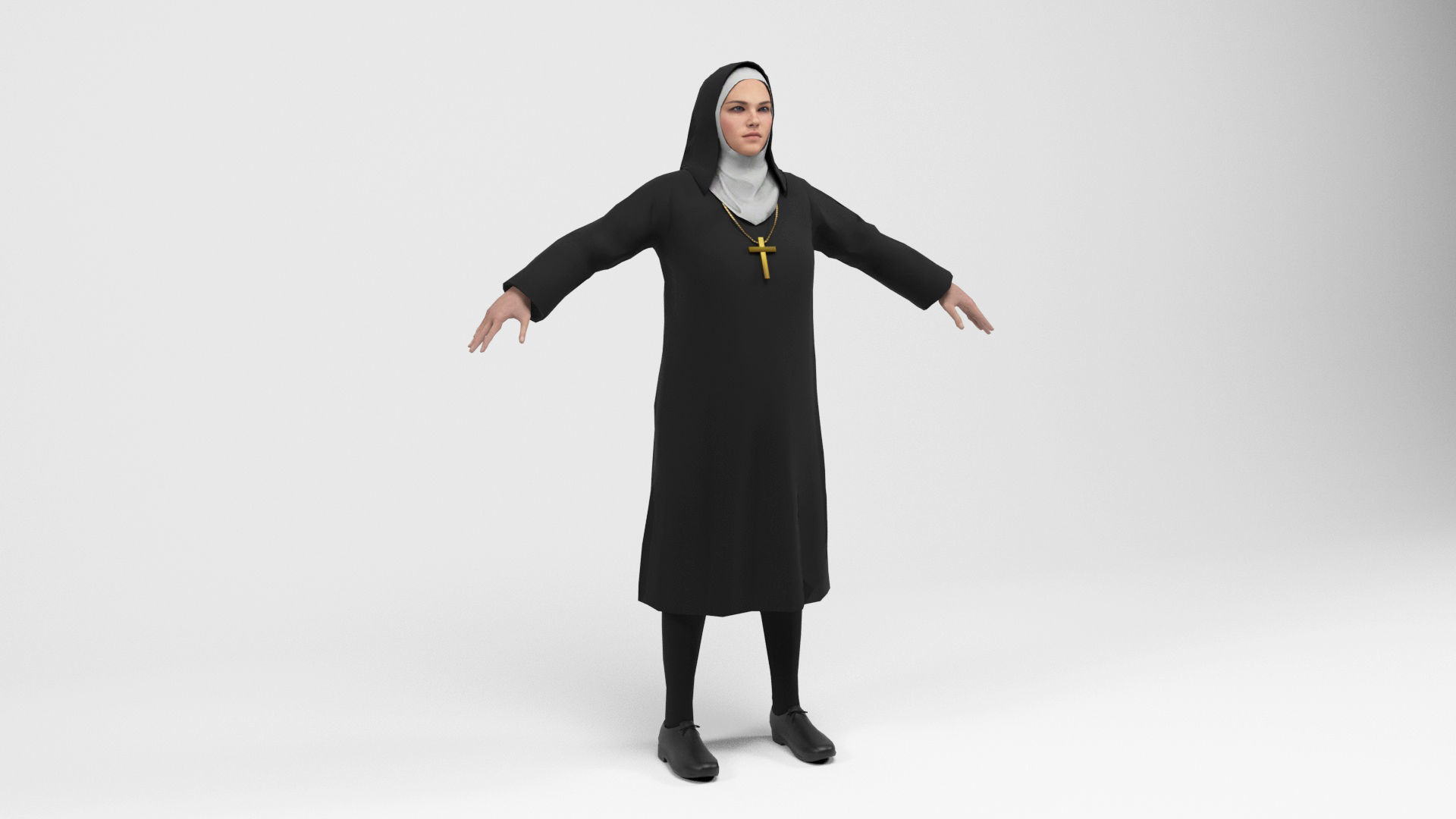 Nun 1 Low-poly 3D model_1