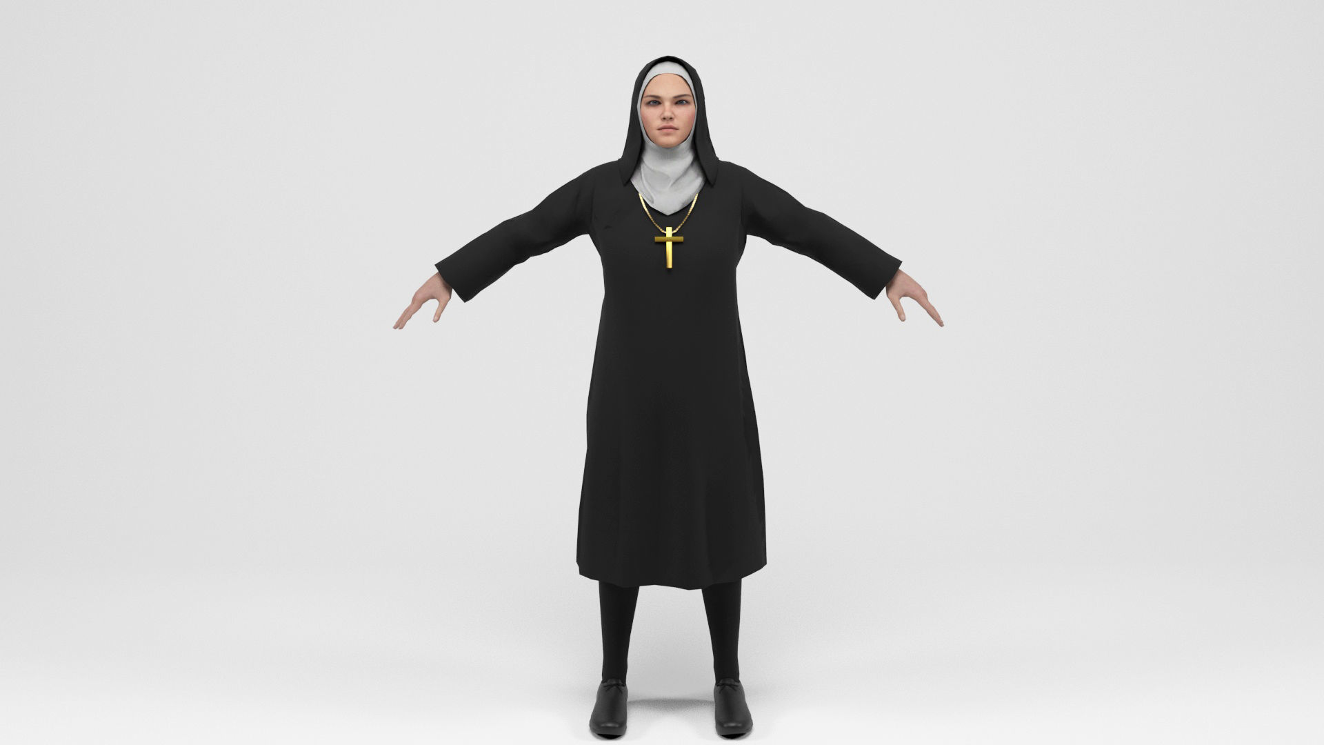 Nun 1 Low-poly 3D model_2