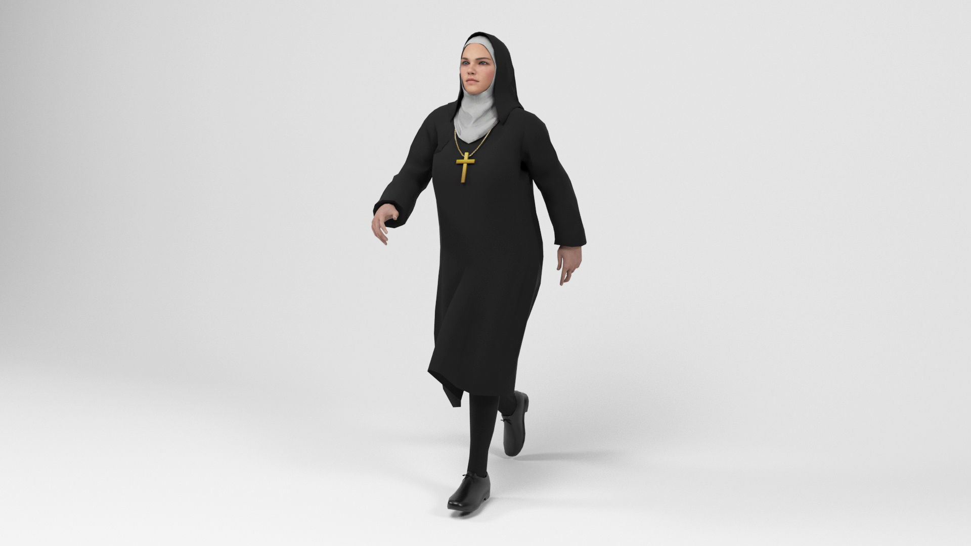 Nun 1 Low-poly 3D model_8