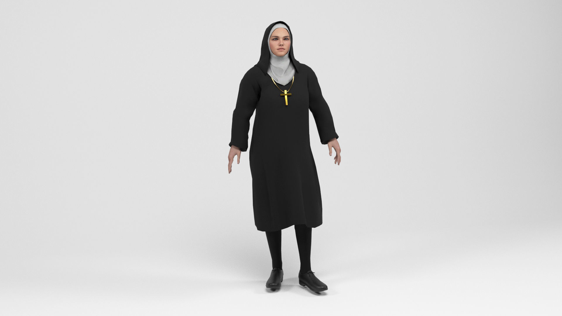 Nun 1 Low-poly 3D model_10