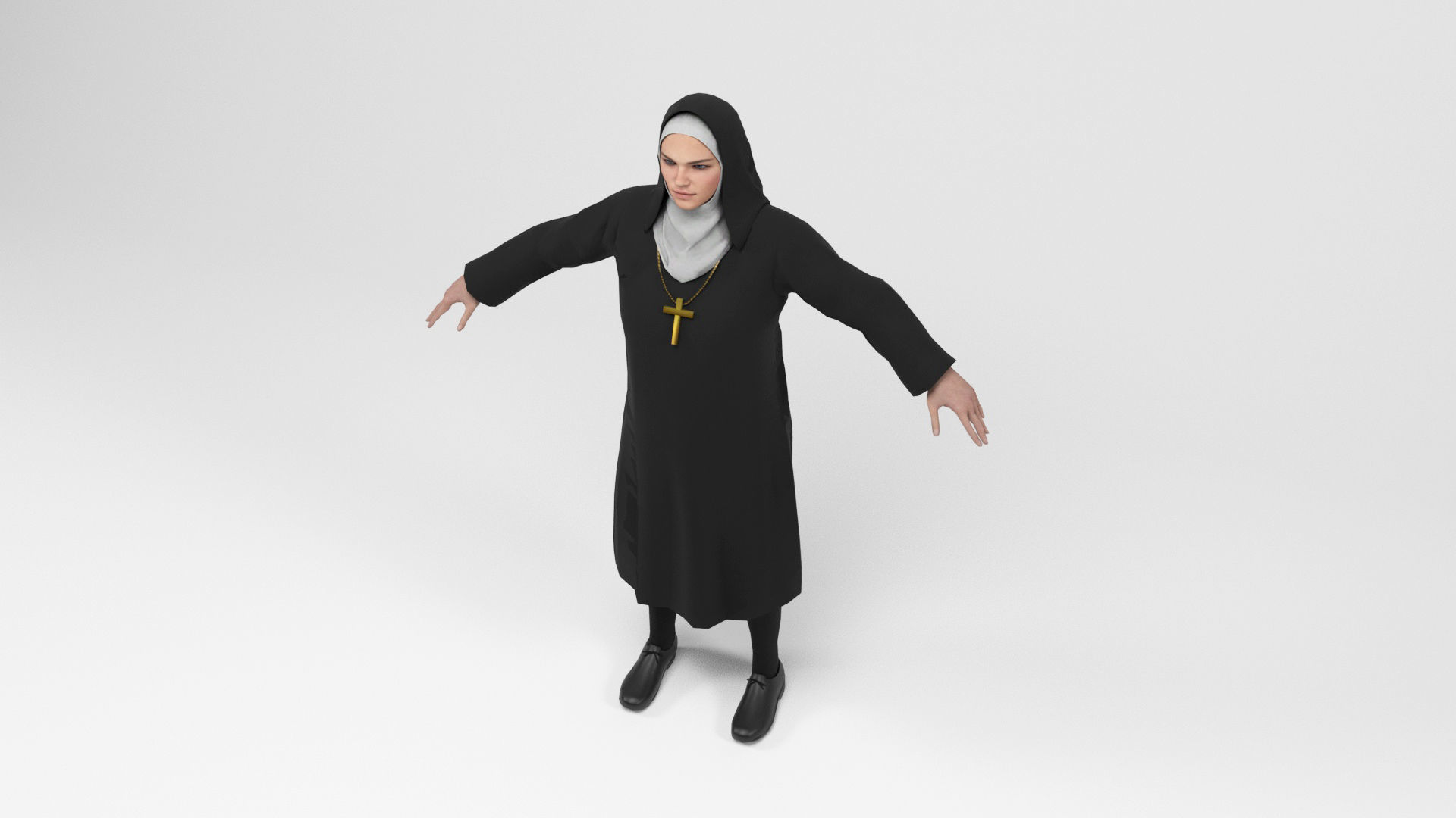 Nun 1 Low-poly 3D model_5