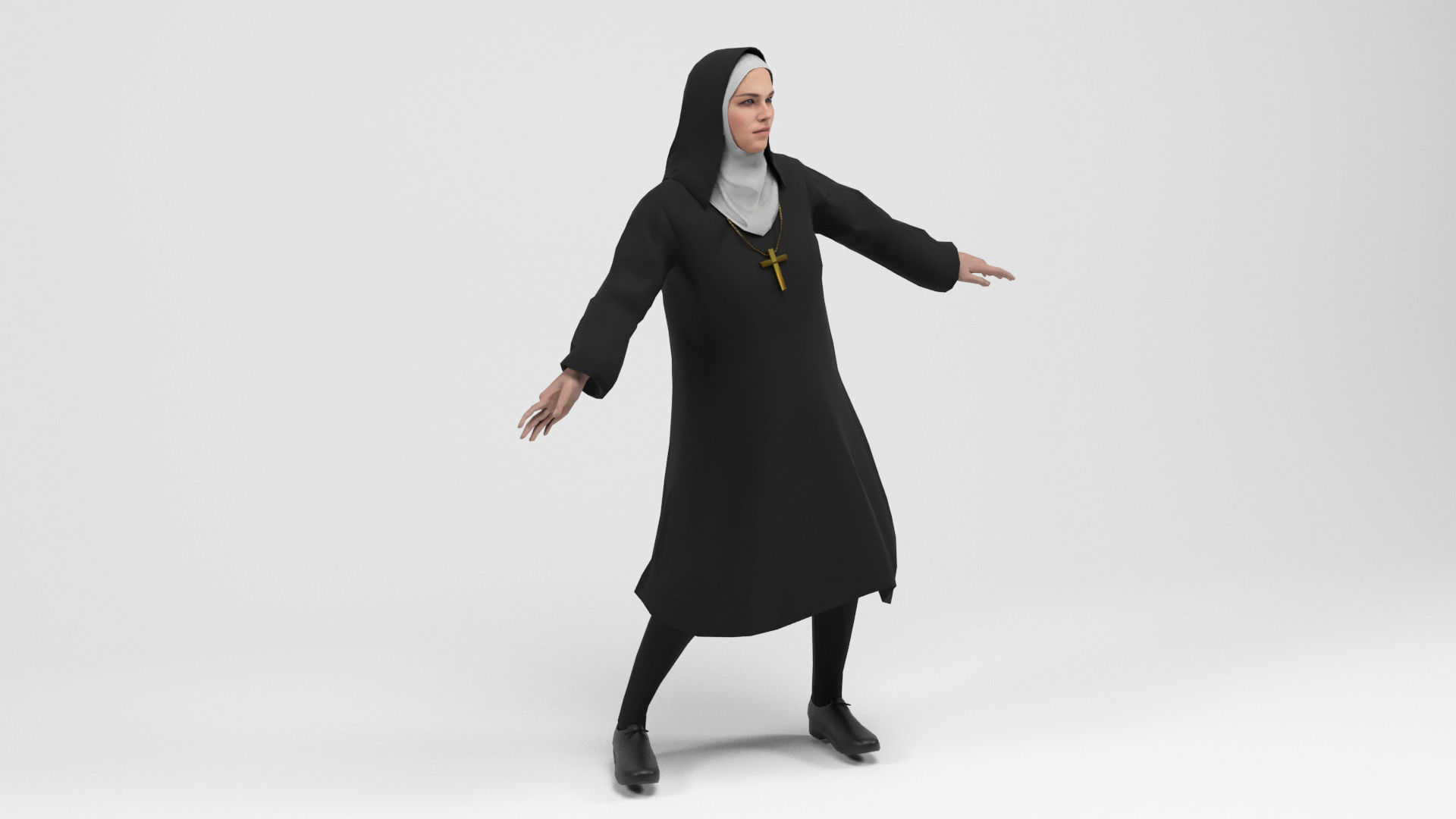 Nun 1 Low-poly 3D model_9