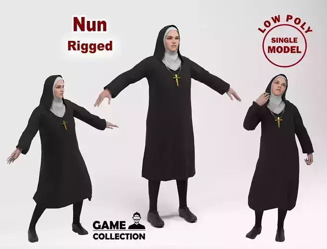 Nun 1 Low-poly 3D model