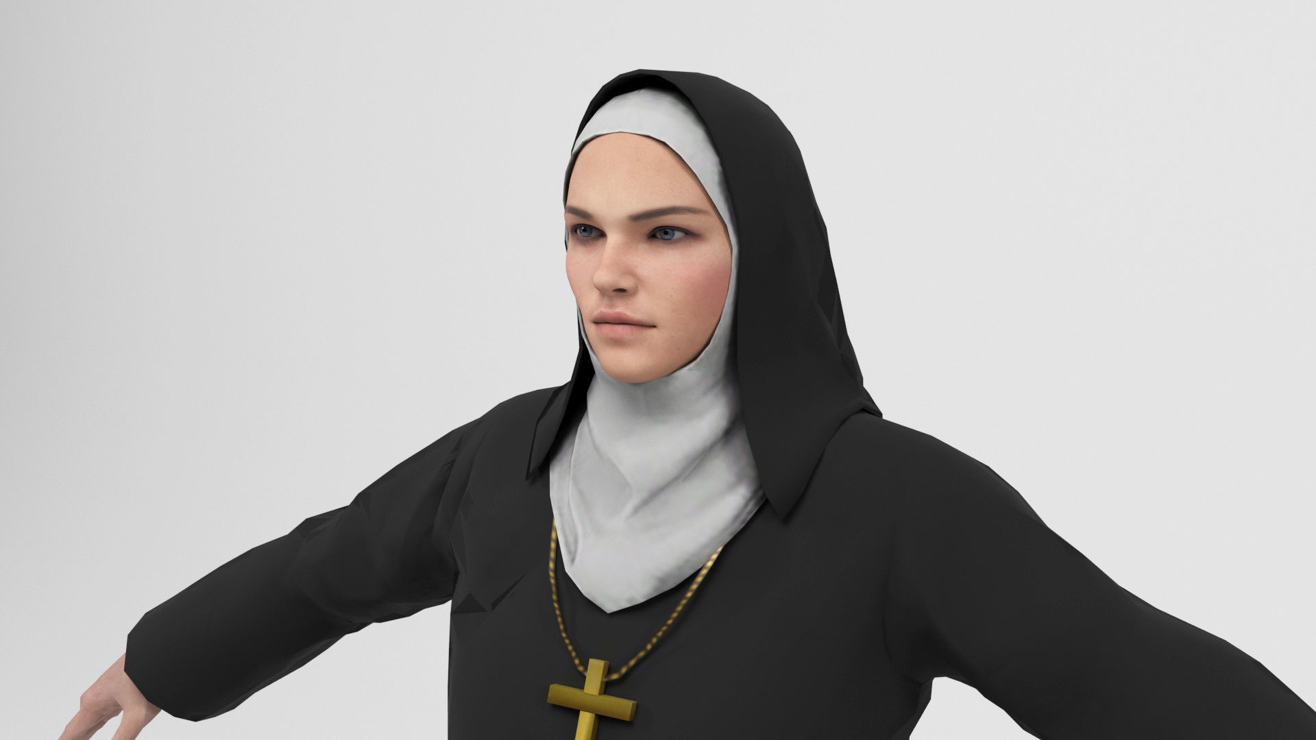 Nun 1 Low-poly 3D model_6