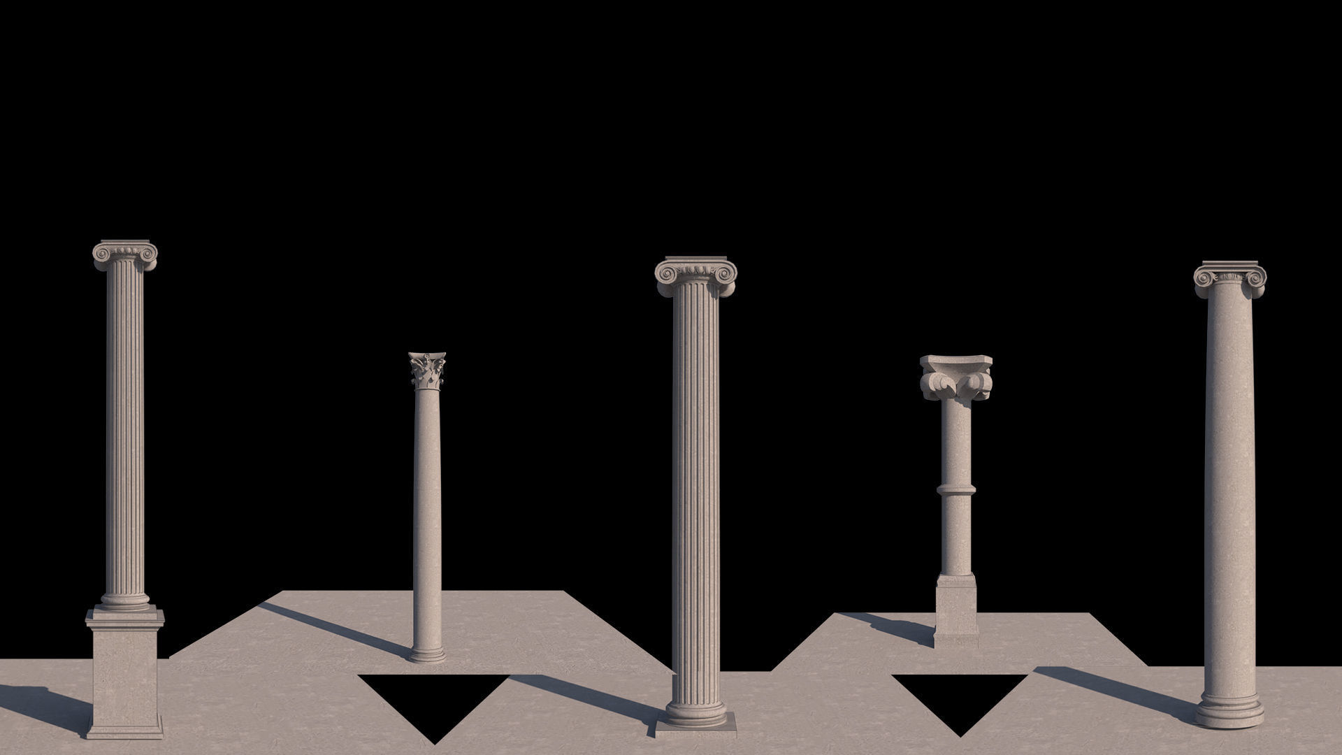 A collection of 17 ancient columns 3D model_2