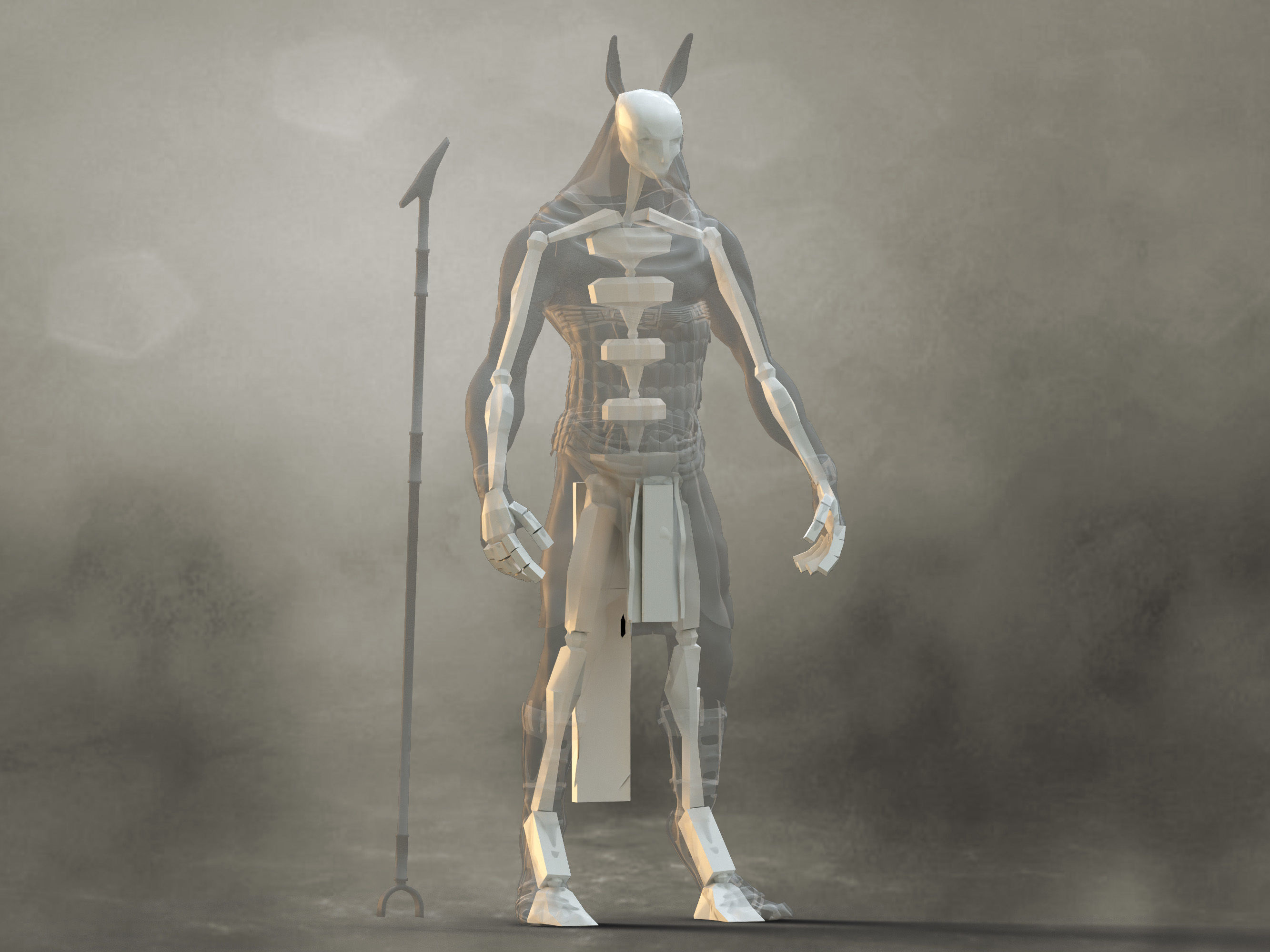 Seth God Low-poly 3D model_9