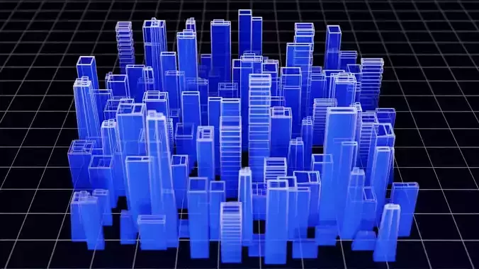 Holographic City Low-poly 3D model