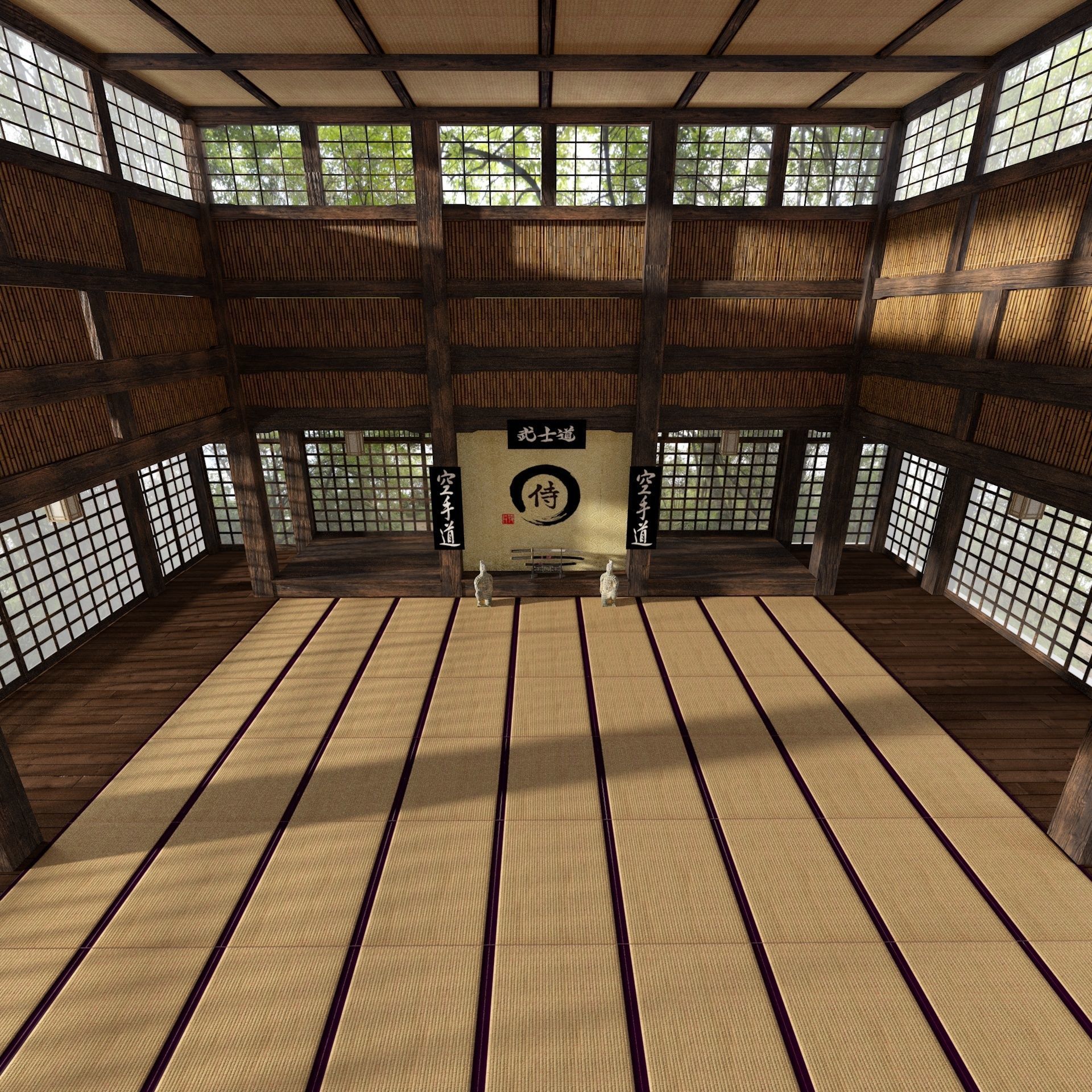 VR Japanese Martial Arts Training Dojo 3D model_2