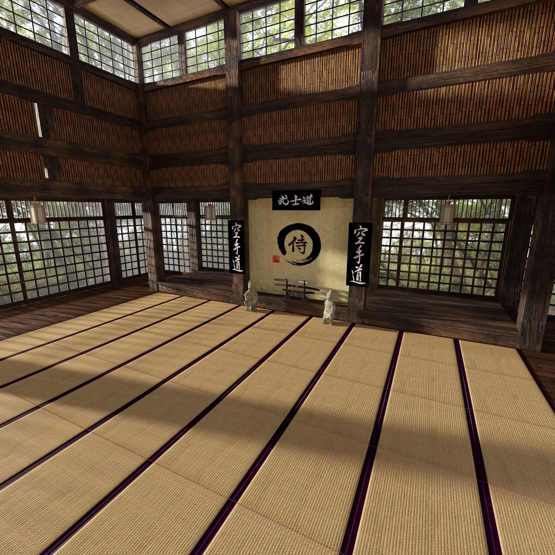 VR Japanese Martial Arts Training Dojo 3D model_5