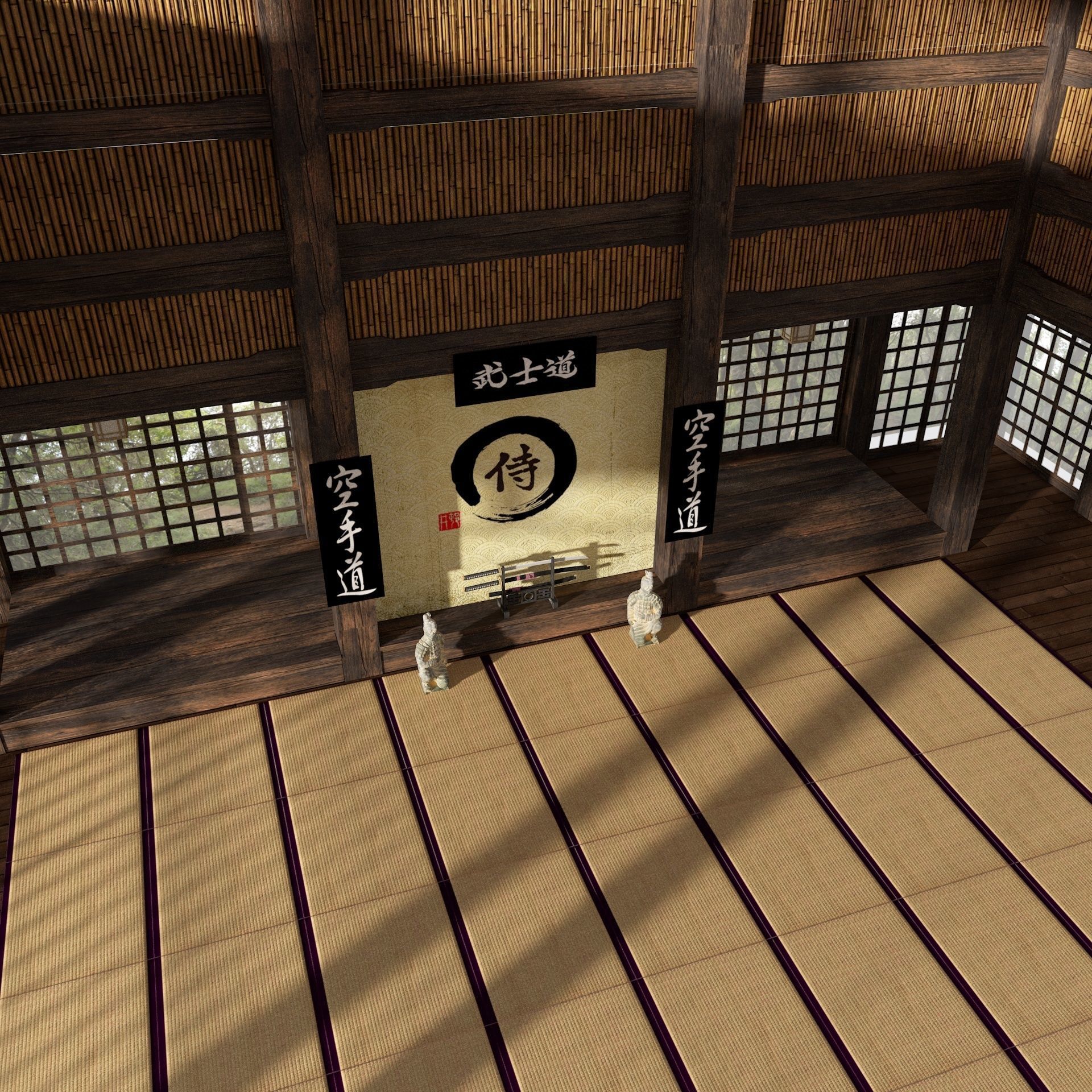 VR Japanese Martial Arts Training Dojo 3D model_9