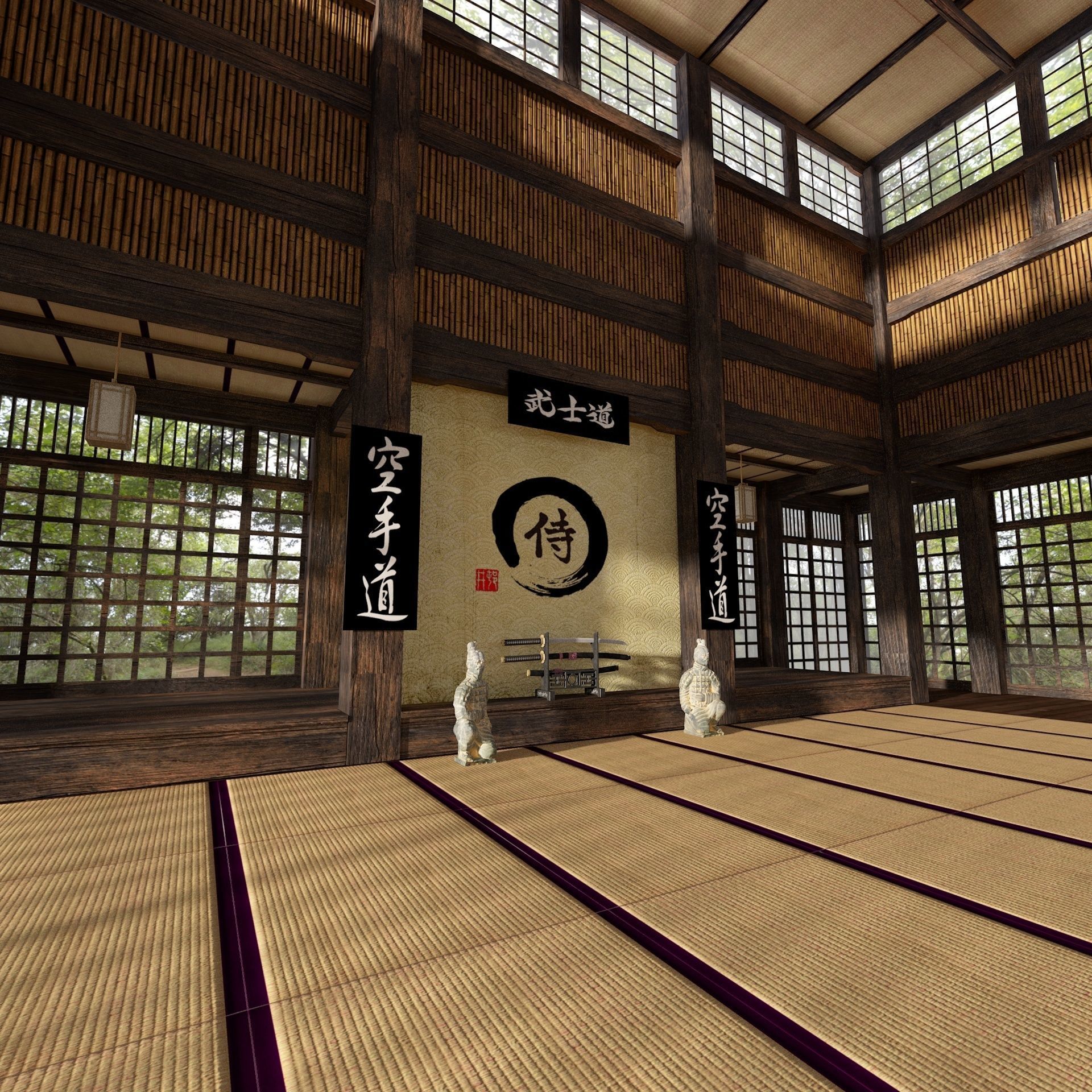 VR Japanese Martial Arts Training Dojo 3D model_3