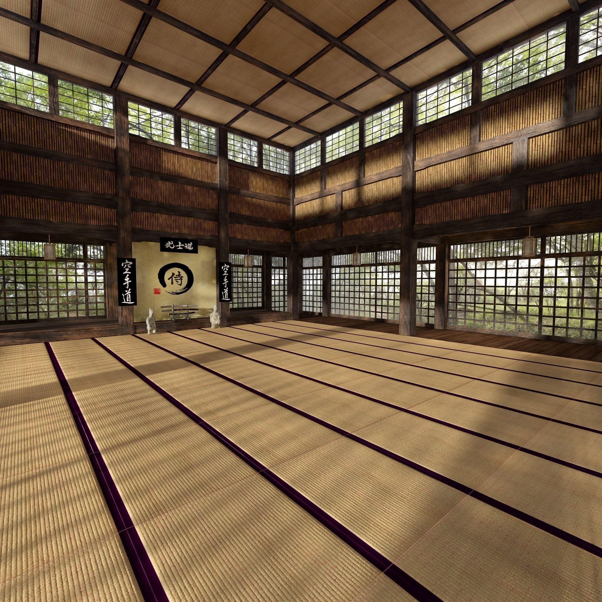 VR Japanese Martial Arts Training Dojo 3D model_7