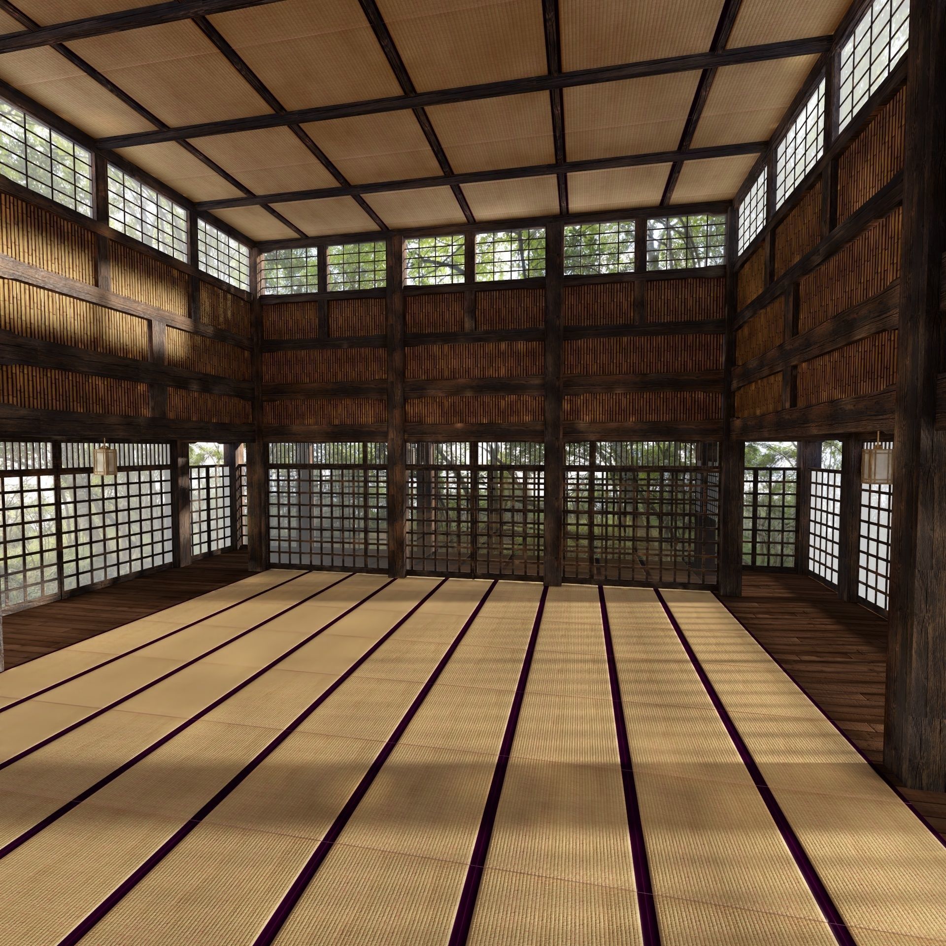 VR Japanese Martial Arts Training Dojo 3D model_6